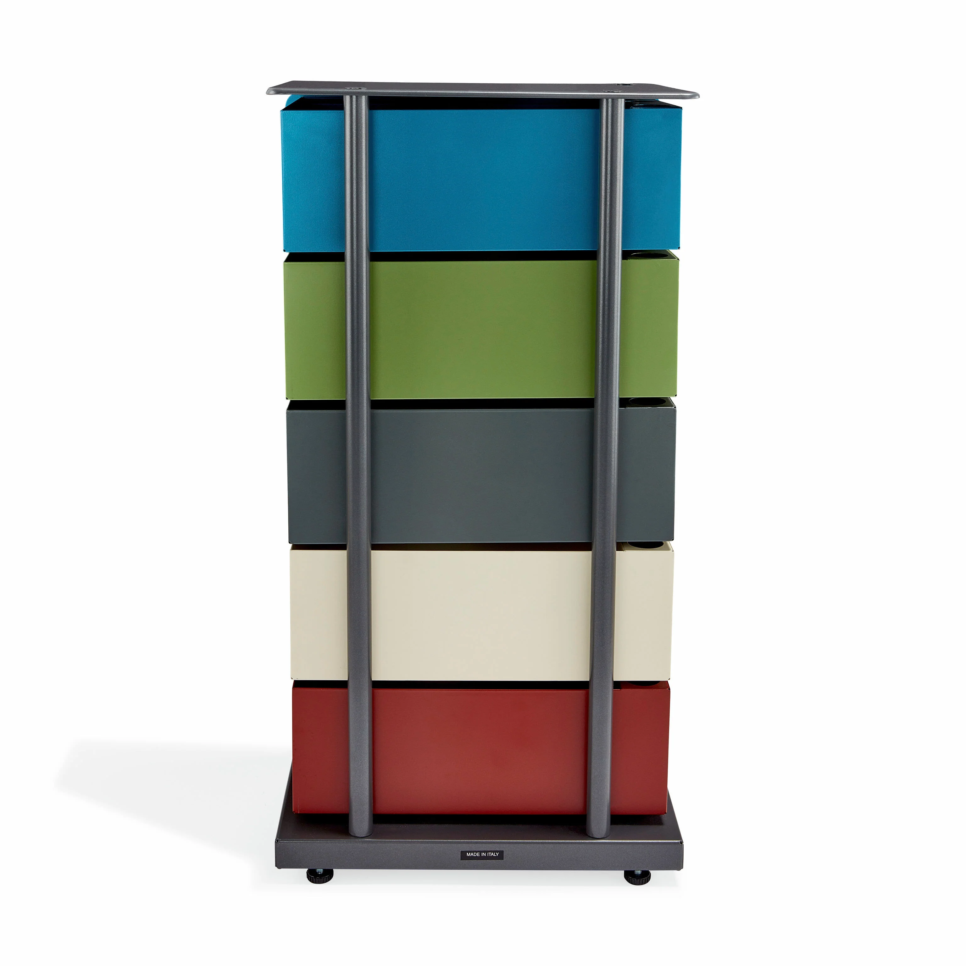 5-Drawer Pivot Cabinet - Blue/ Gray/ Red - Image 6