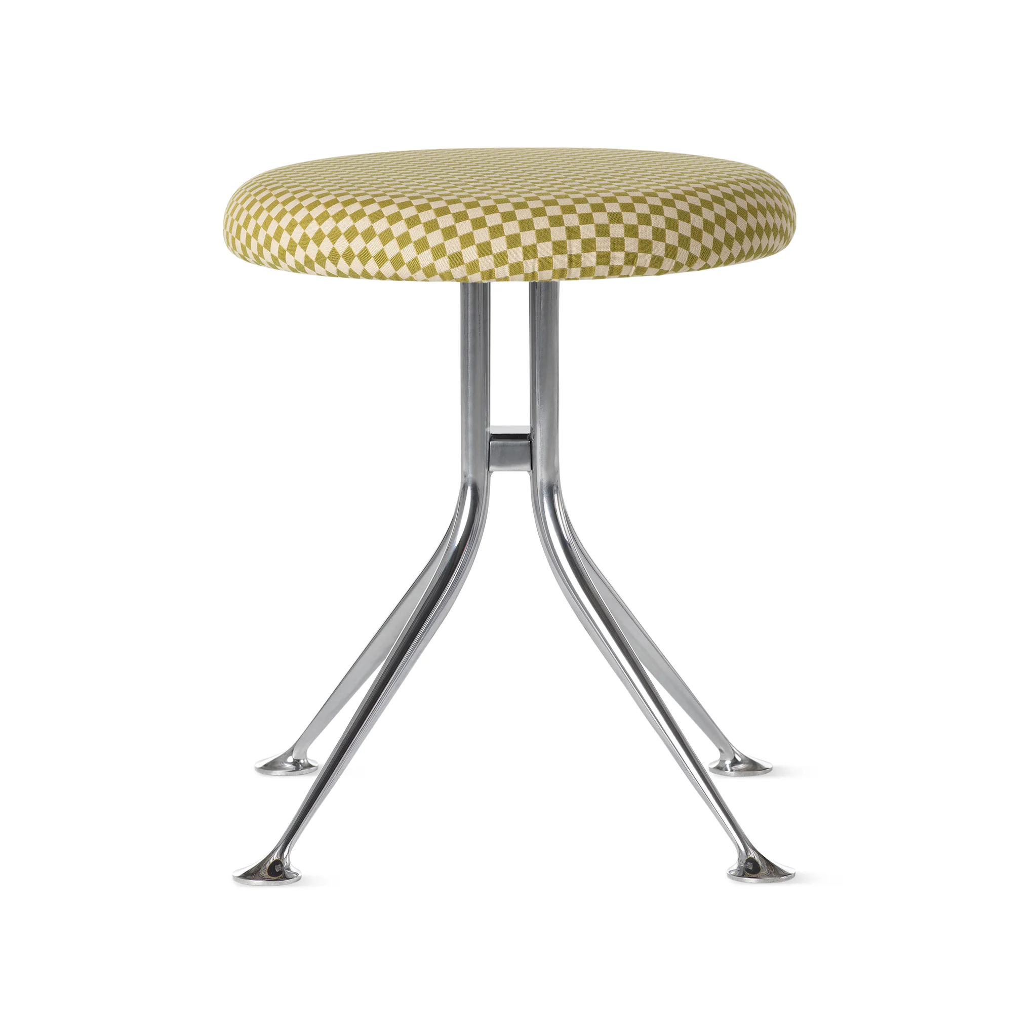 Alexander Girard Upholstered Stool from Herman Miller - Checker Emerald Light/ Ivory