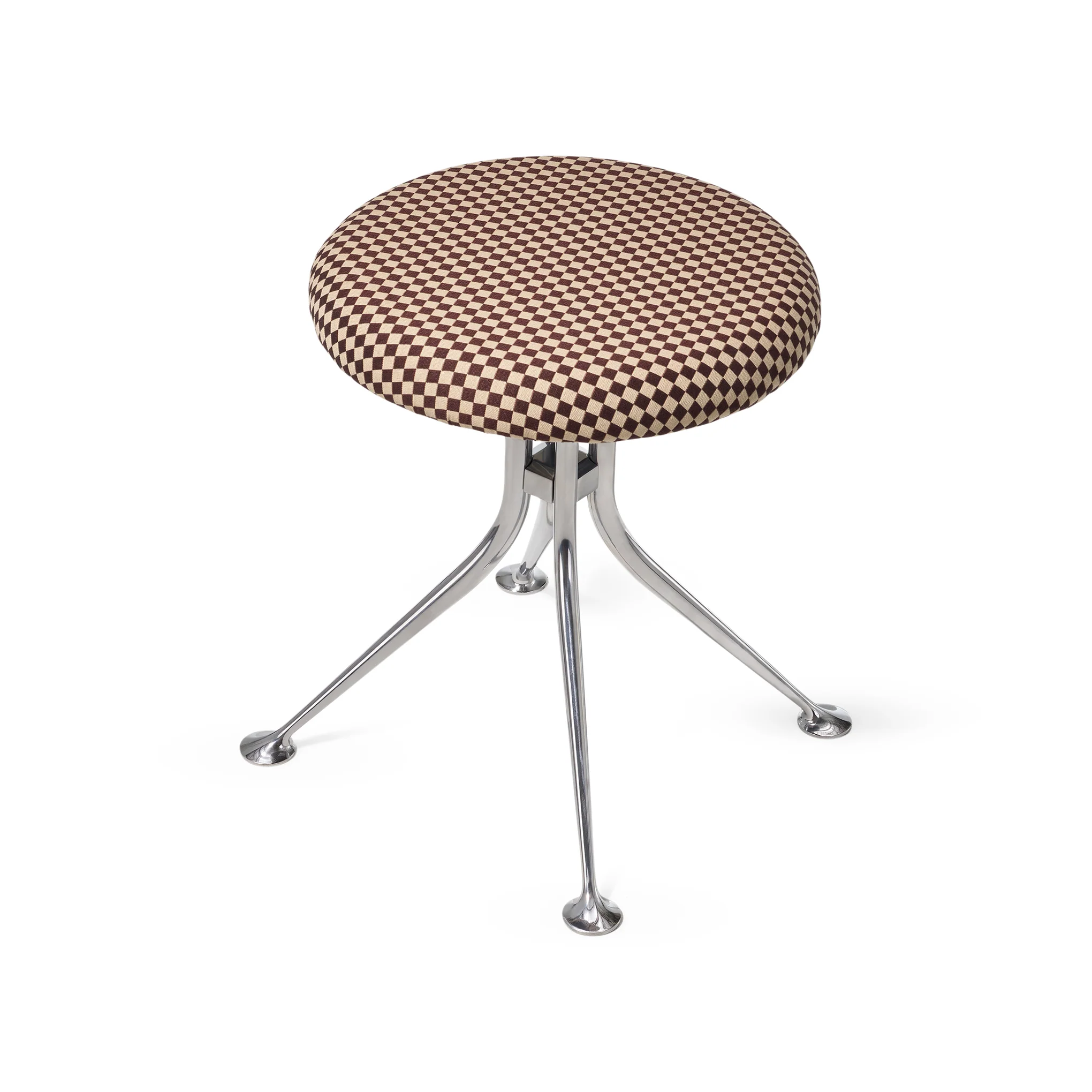 Alexander Girard Upholstered Stool from Herman Miller - Checker Sienna Dark/ Khaki - Image 2