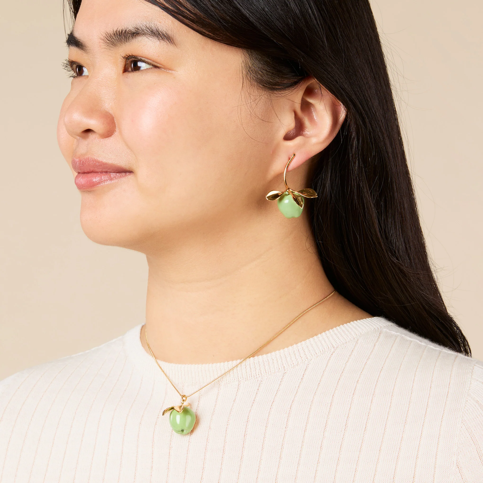 Andrés Gallardo Green Apple Stem Gold-Plated Necklace - Image 2