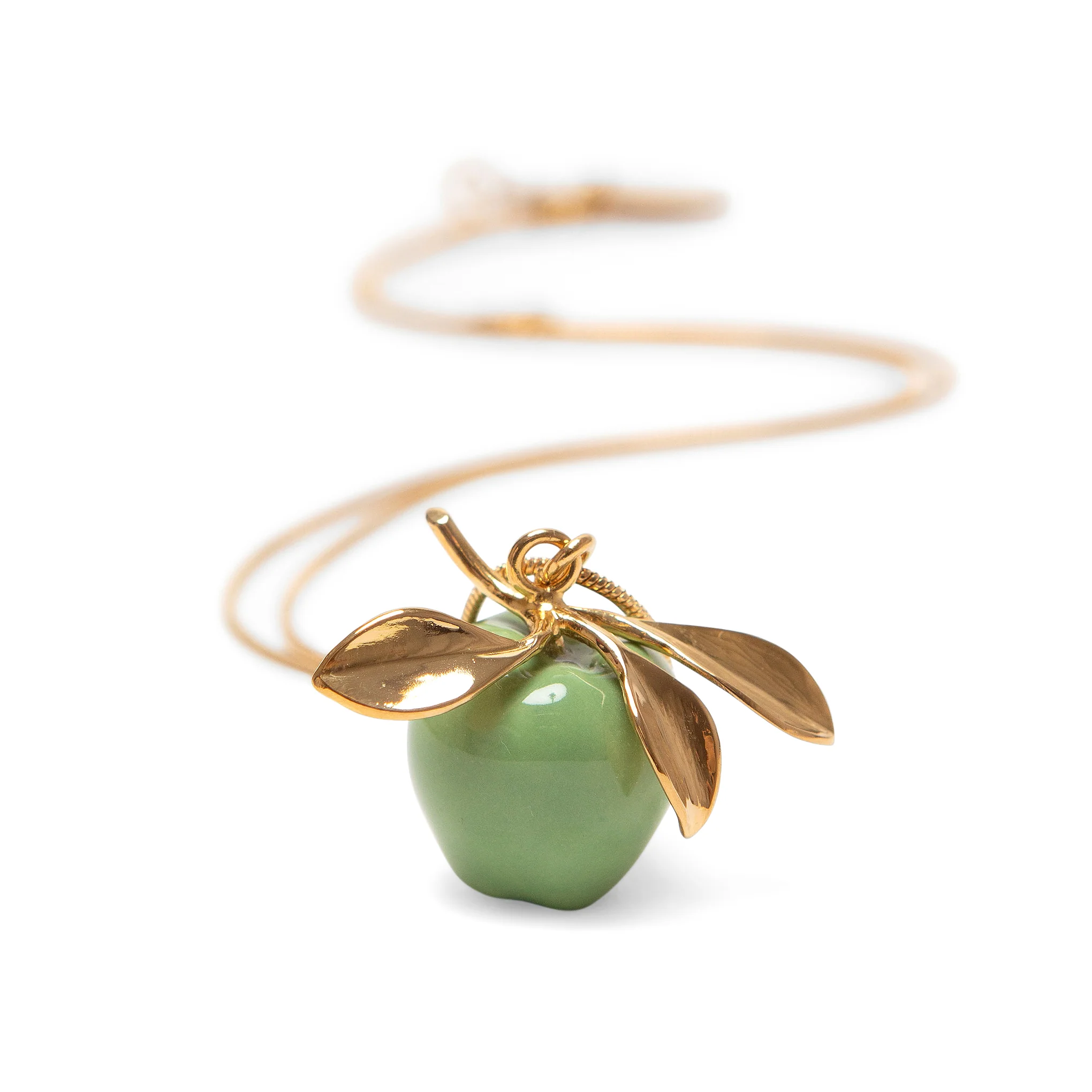 Andrés Gallardo Green Apple Stem Gold-Plated Necklace - Image 3