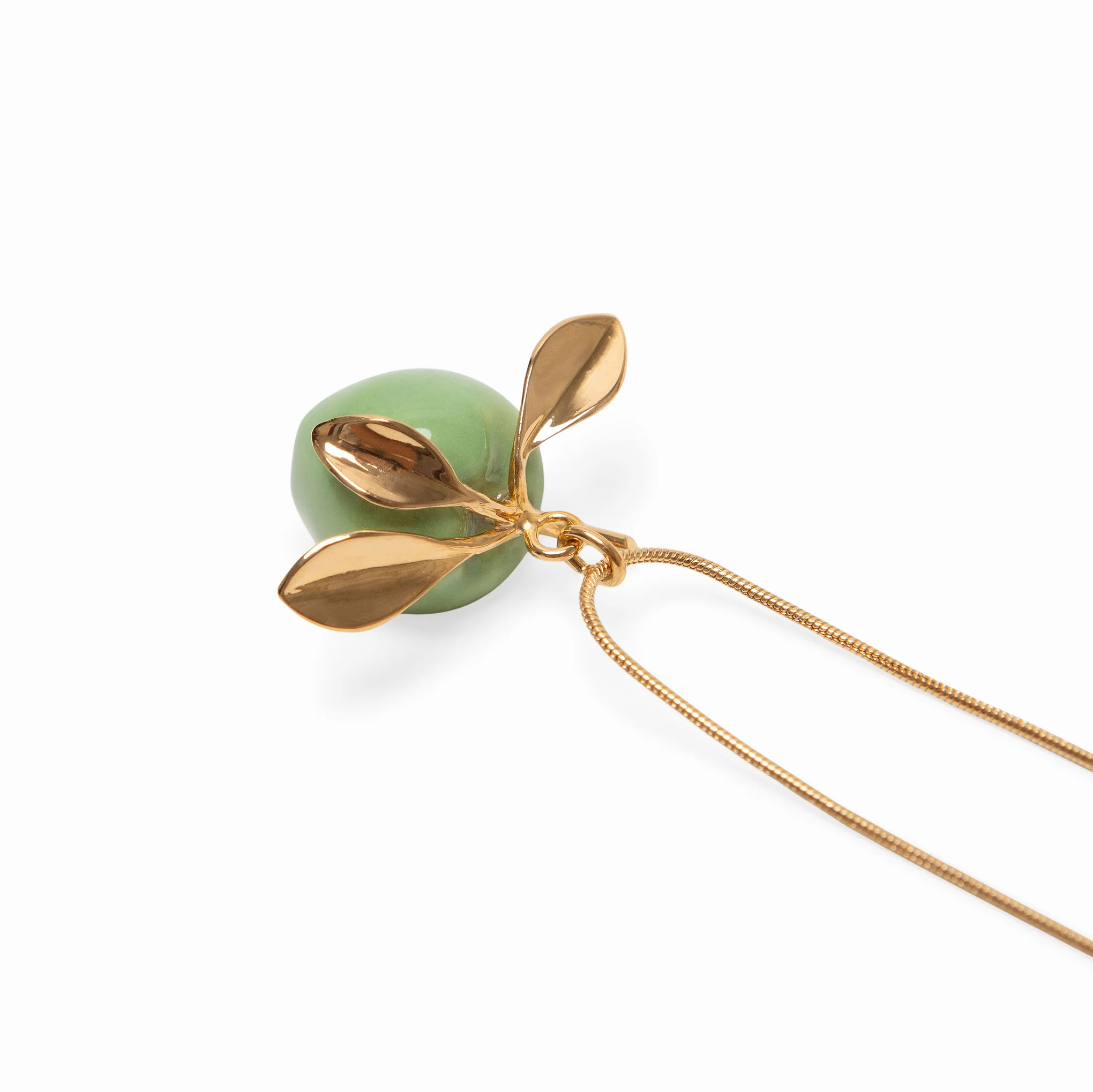 Andrés Gallardo Green Apple Stem Gold-Plated Necklace - Image 4
