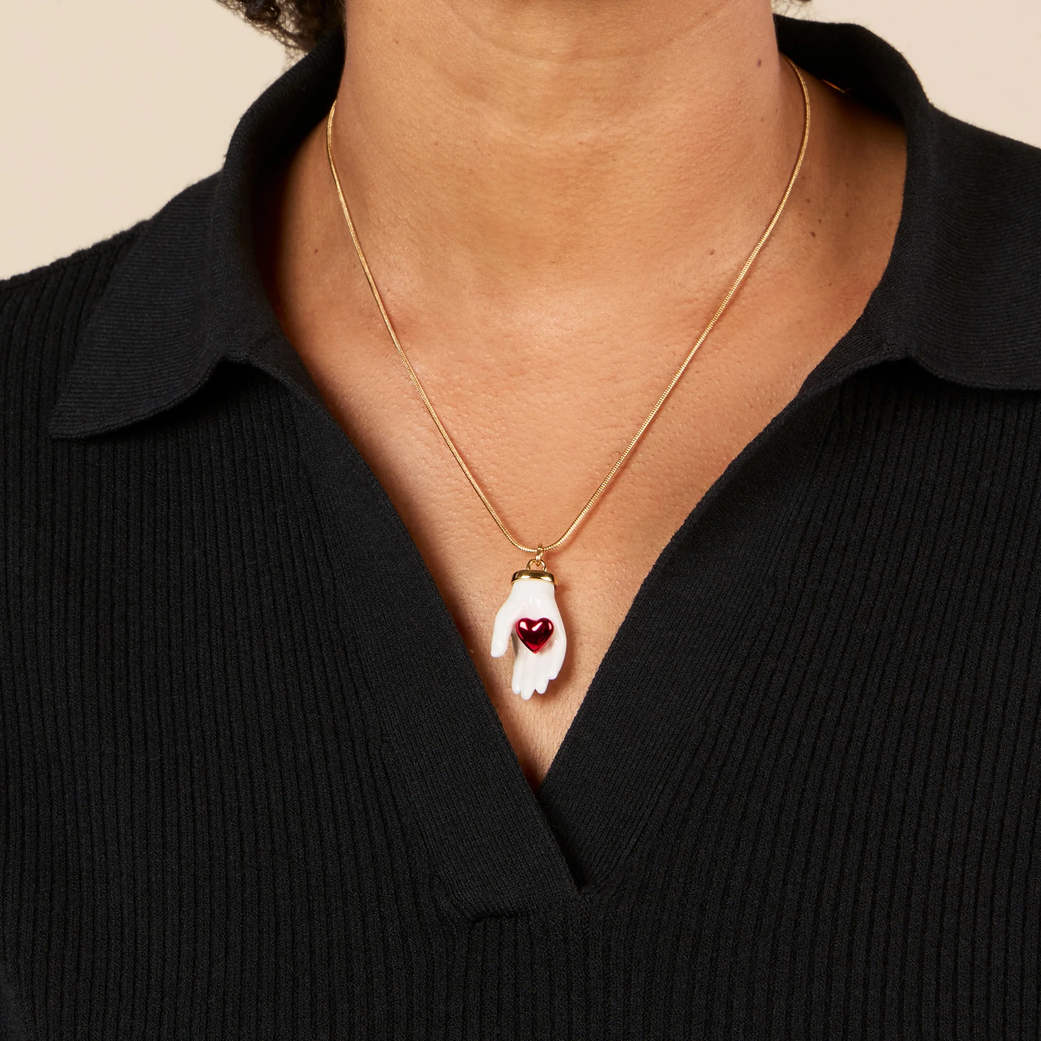 Andrés Gallardo Little Hand & Heart Gold-Plated Necklace - Image 5