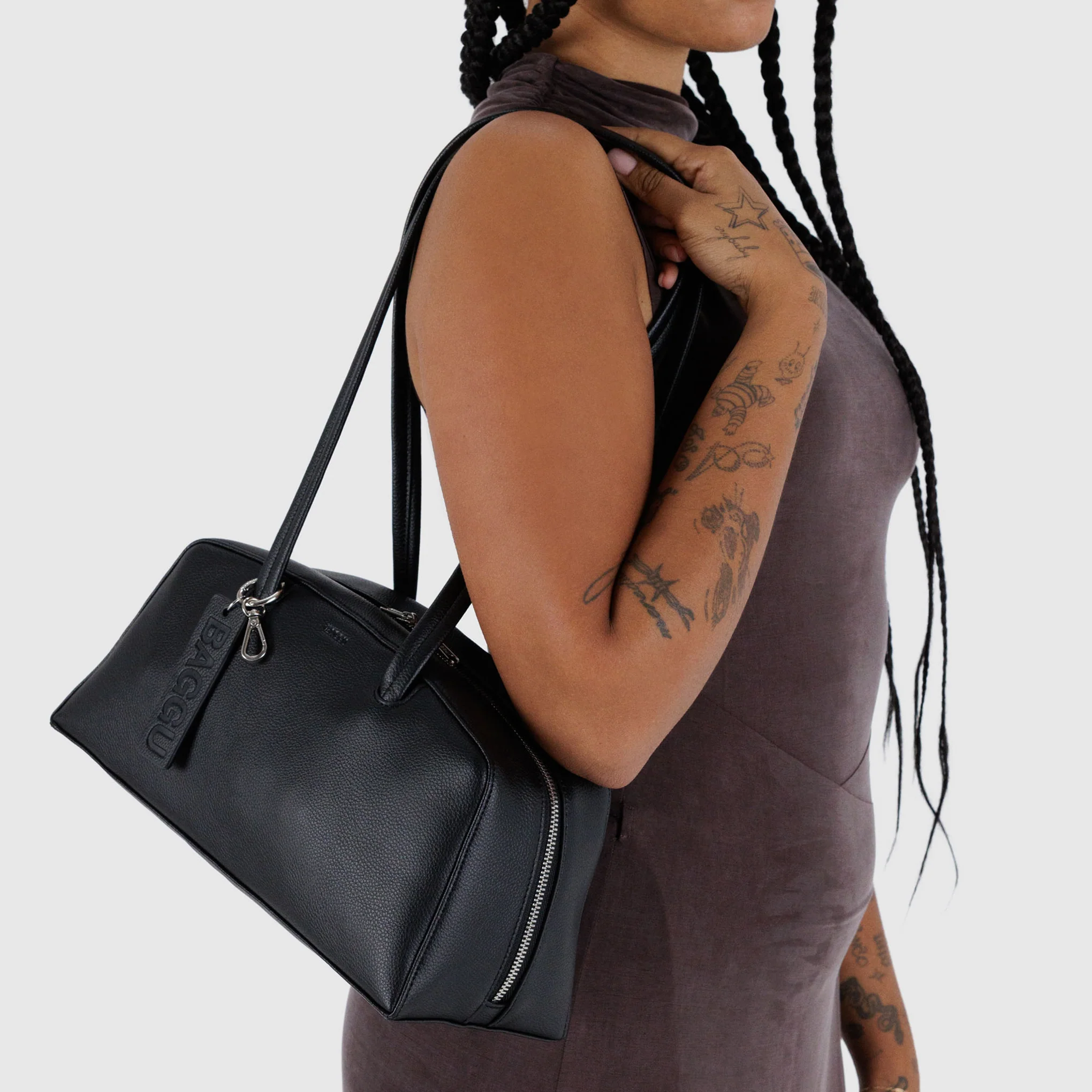 MoMA Baggu Recycled Leather Bowler Bag - Black - Image 2
