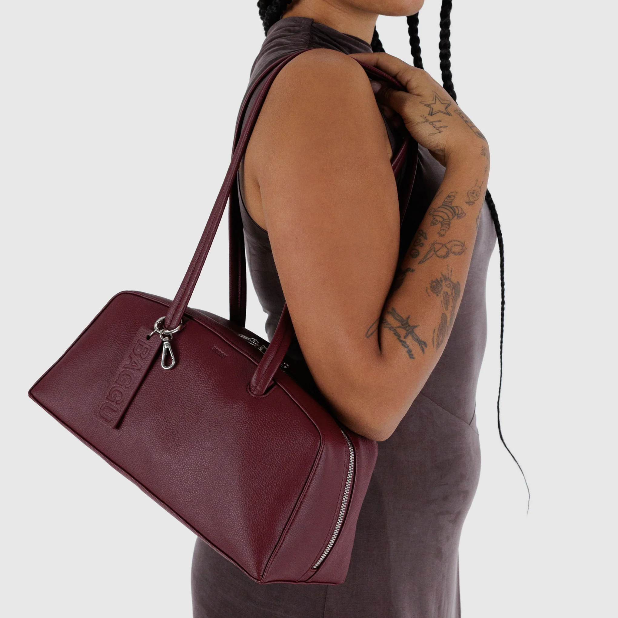 MoMA Baggu Recycled Leather Bowler Bag - Mahogany - Image 2