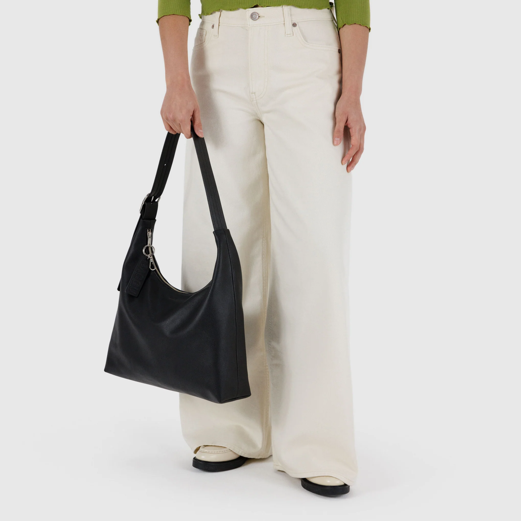 Baggu Recycled Leather Shoulder Bag - Black - Image 2