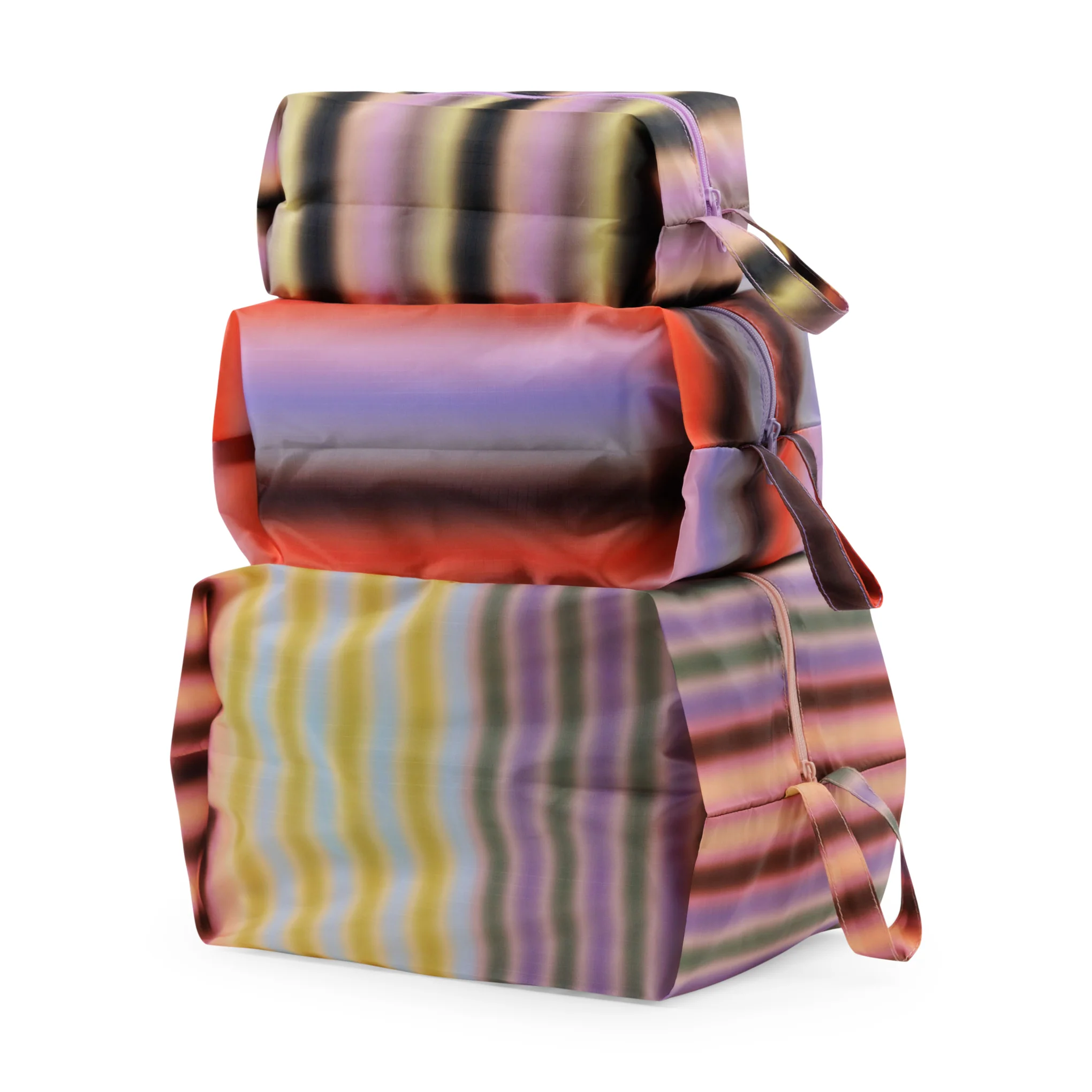Baggu Recycled Nylon 3D Pouches - Set of 3 - Gradient Stripes