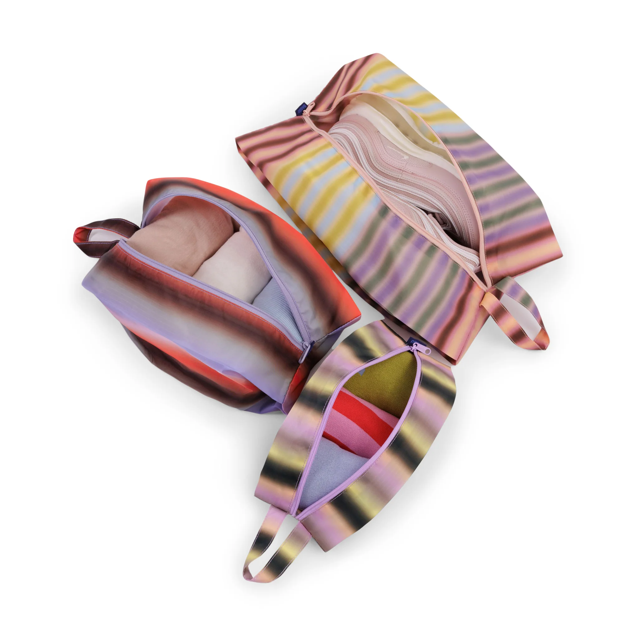 Baggu Recycled Nylon 3D Pouches - Set of 3 - Gradient Stripes - Image 2