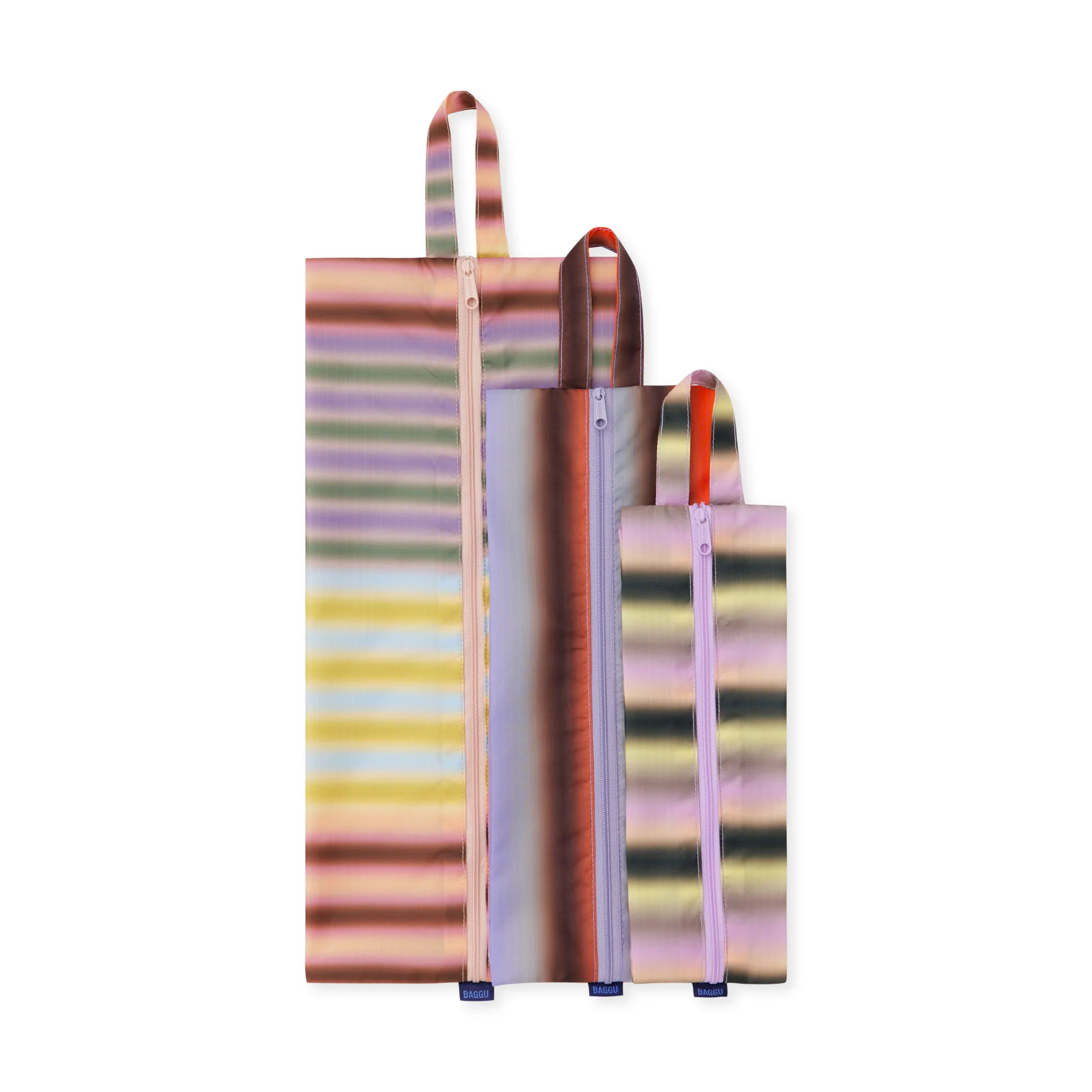 Baggu Recycled Nylon 3D Pouches - Set of 3 - Gradient Stripes - Image 3