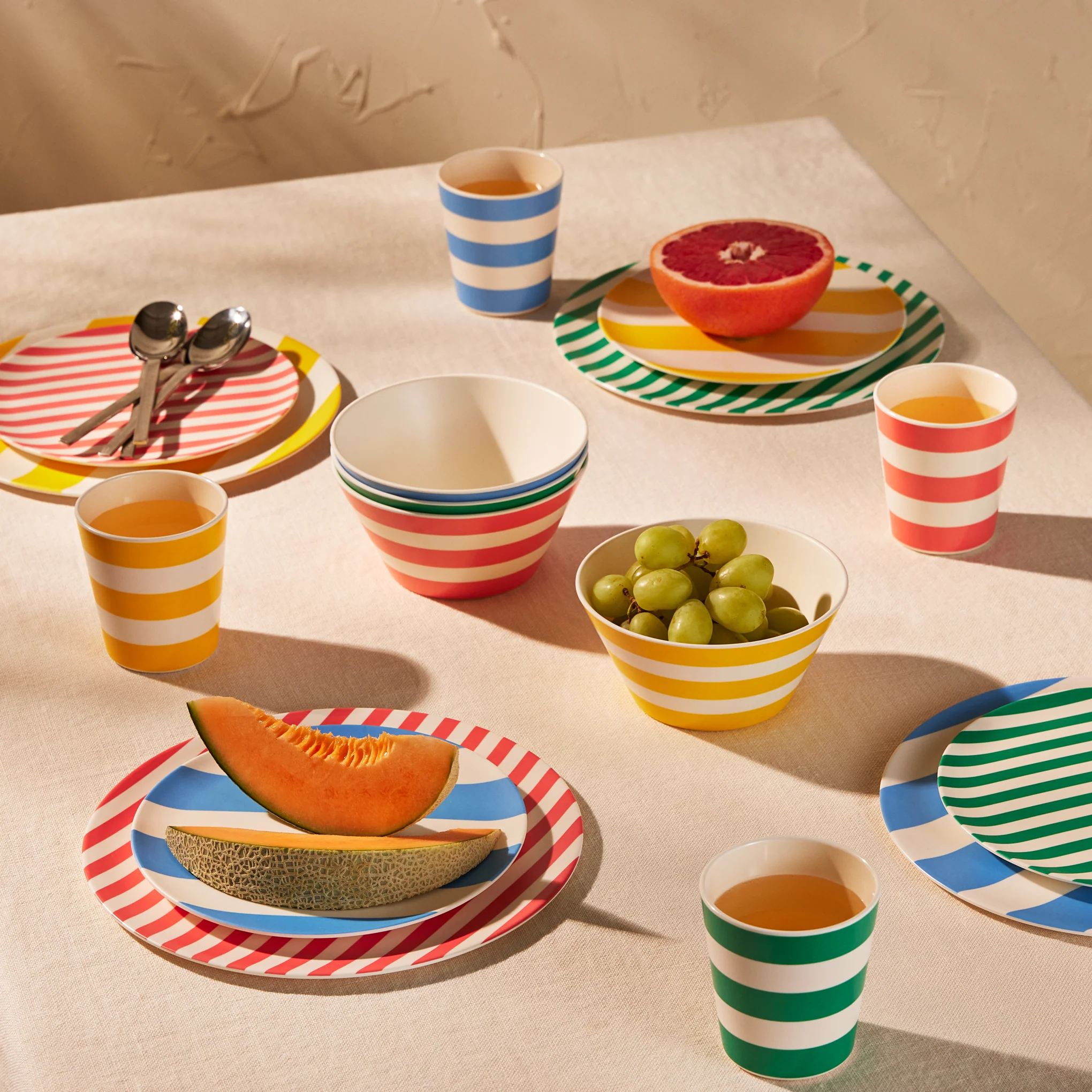 Bamboo Colorful Striped Dinnerware - Set of 4 - Tumbler - Image 2