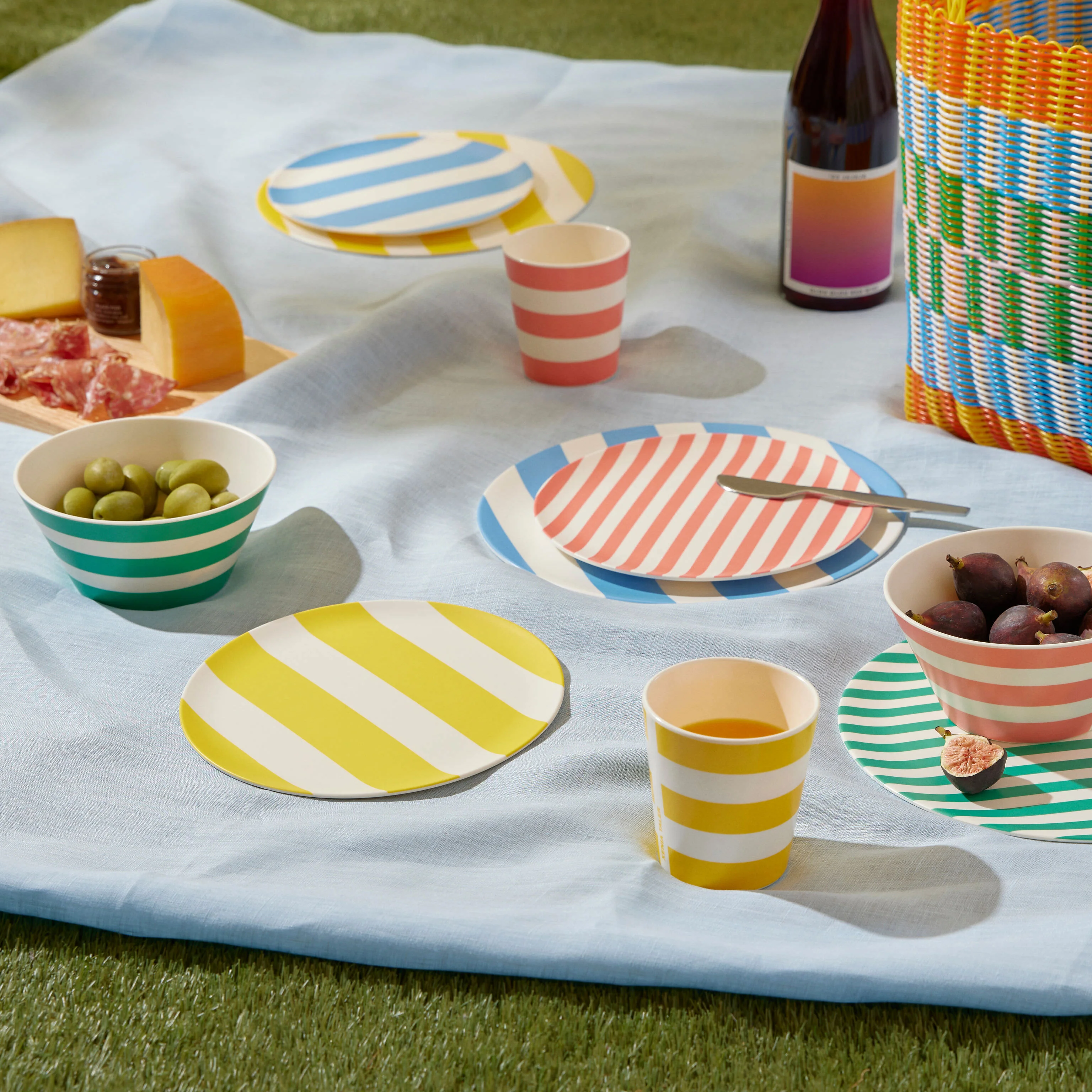 Bamboo Colorful Striped Dinnerware - Set of 4 - Tumbler - Image 4