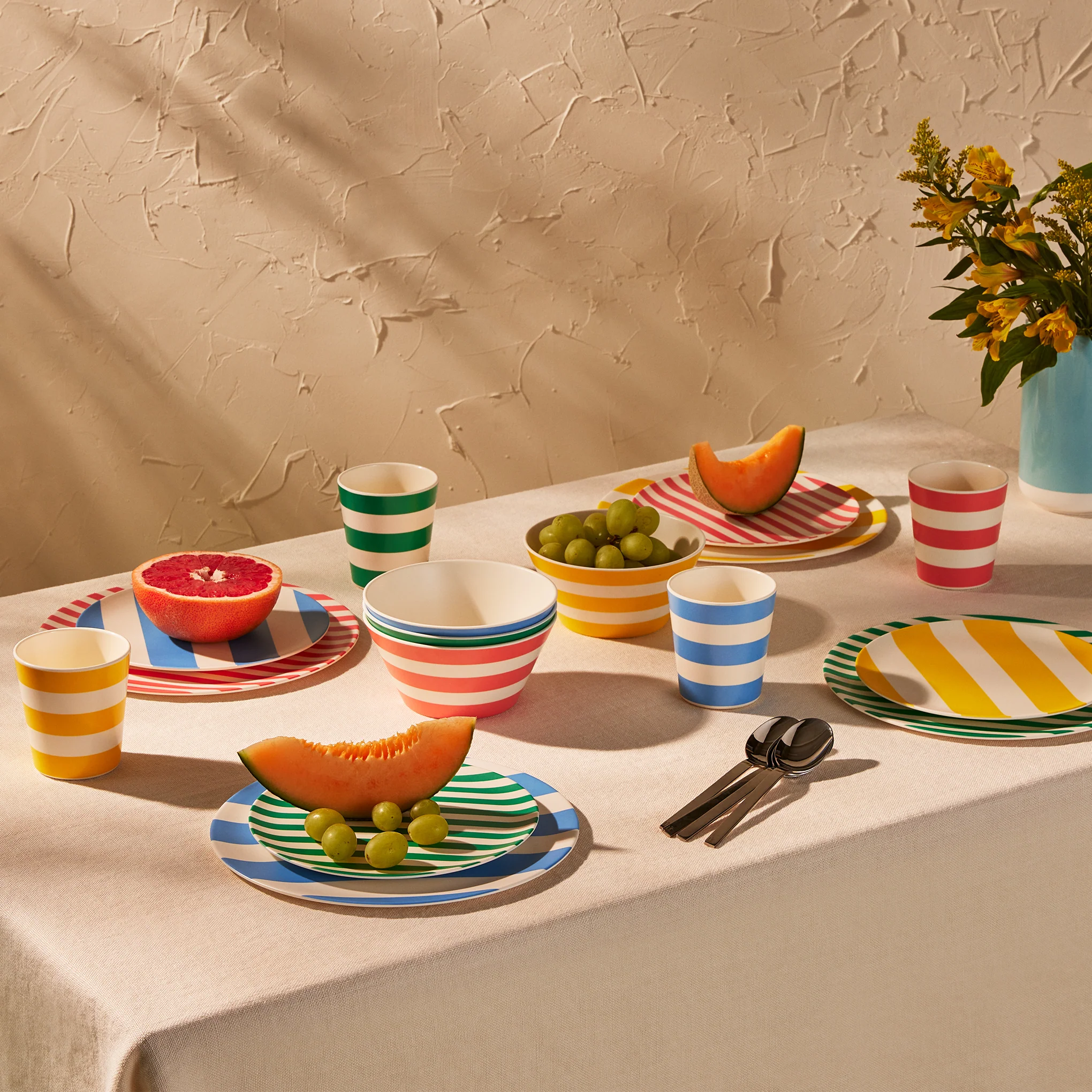 Bamboo Colorful Striped Dinnerware - Set of 4 - Tumbler - Image 5