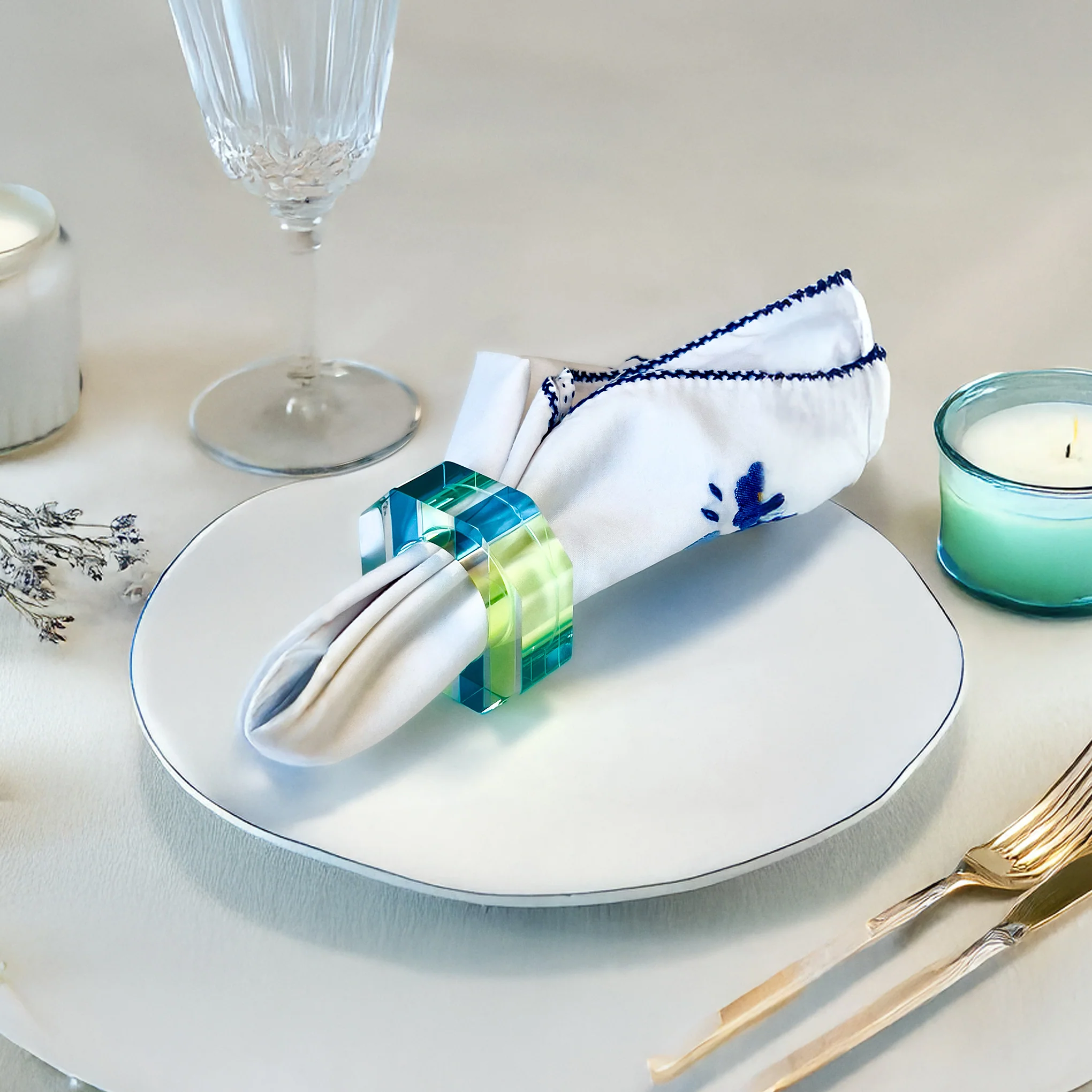Nicolai Canetti Chromatic Napkin Rings - Set of 4 - Blue/ Green - Image 5