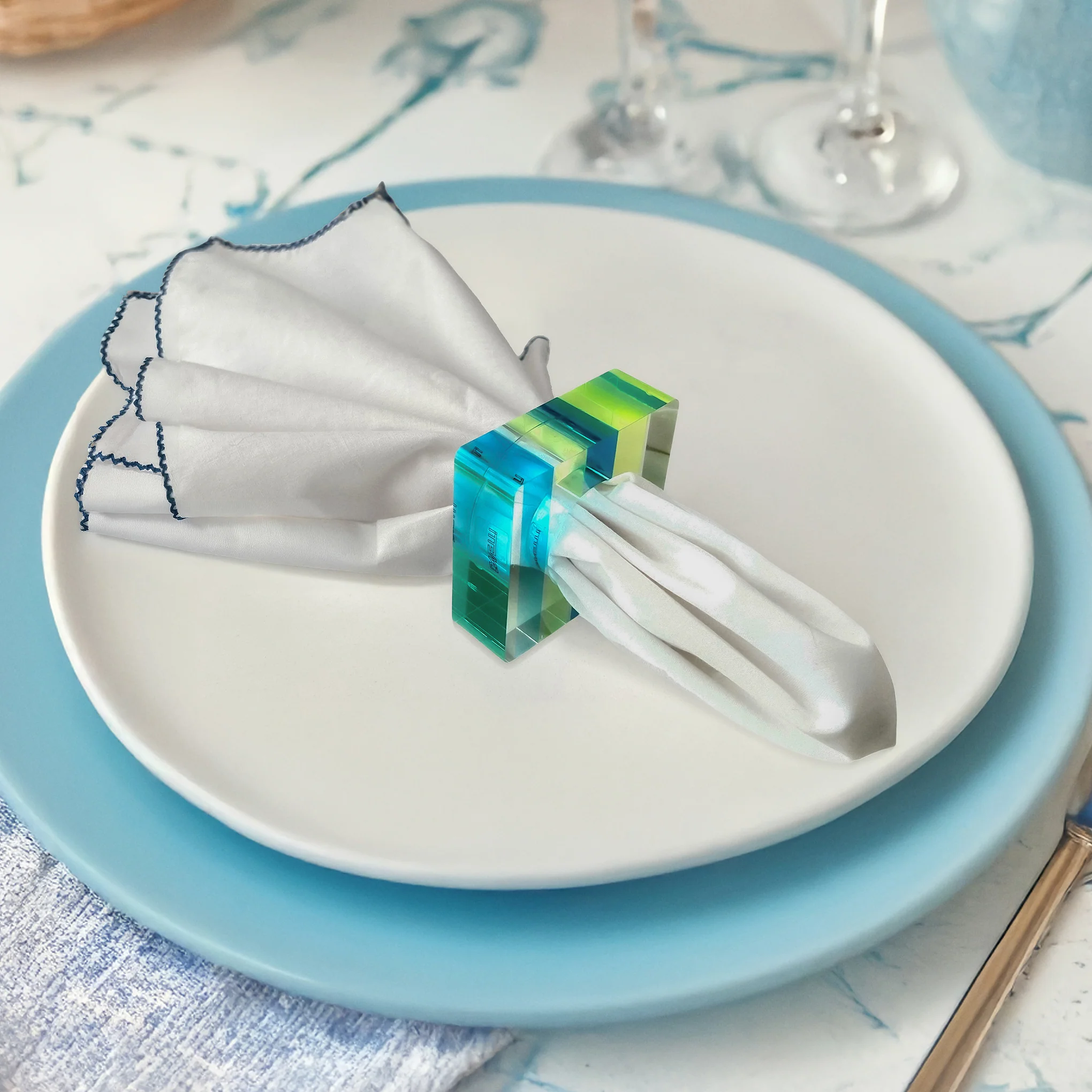 Nicolai Canetti Chromatic Napkin Rings - Set of 4 - Blue/ Green - Image 6