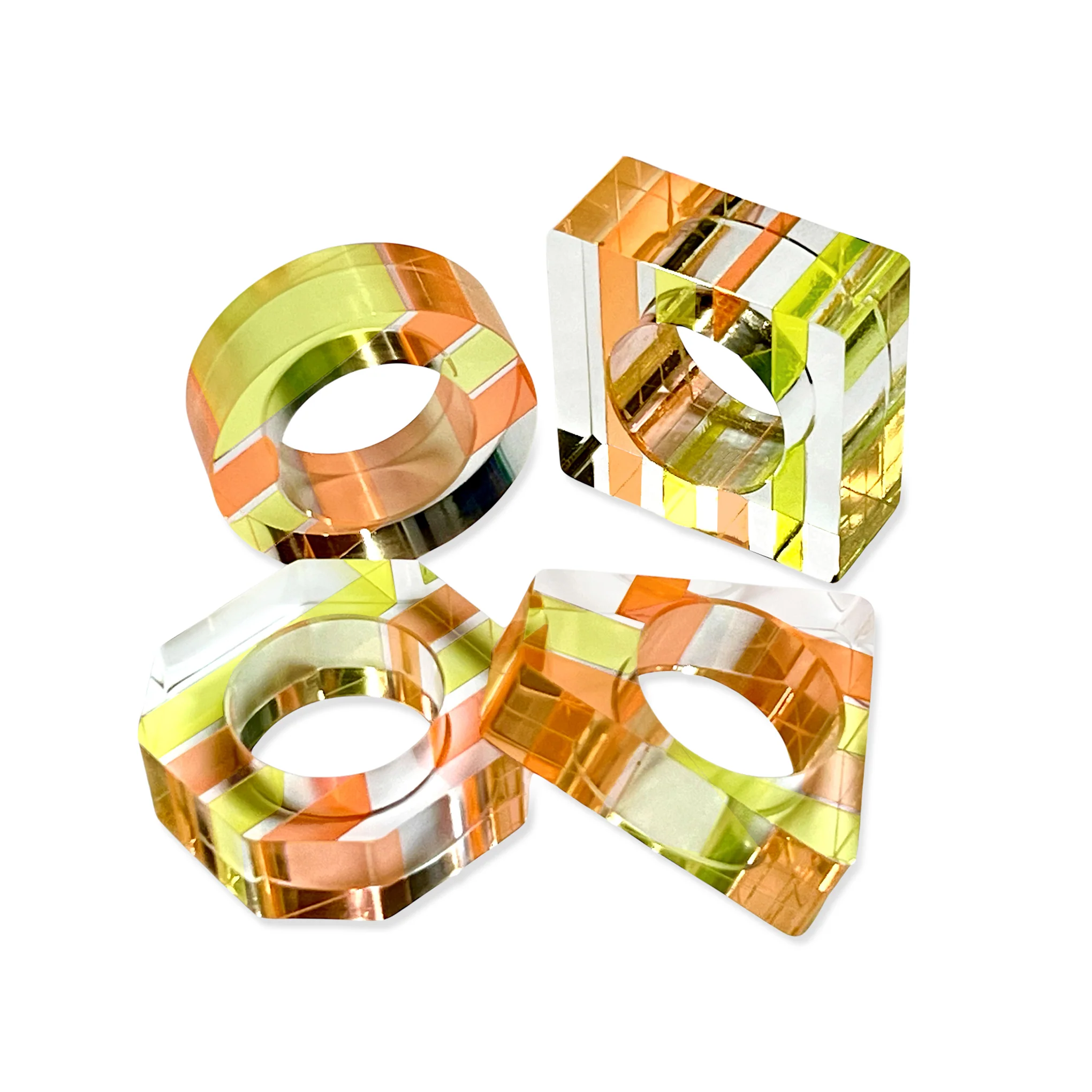 Nicolai Canetti Chromatic Napkin Rings - Set of 4 - Orange/ Yellow