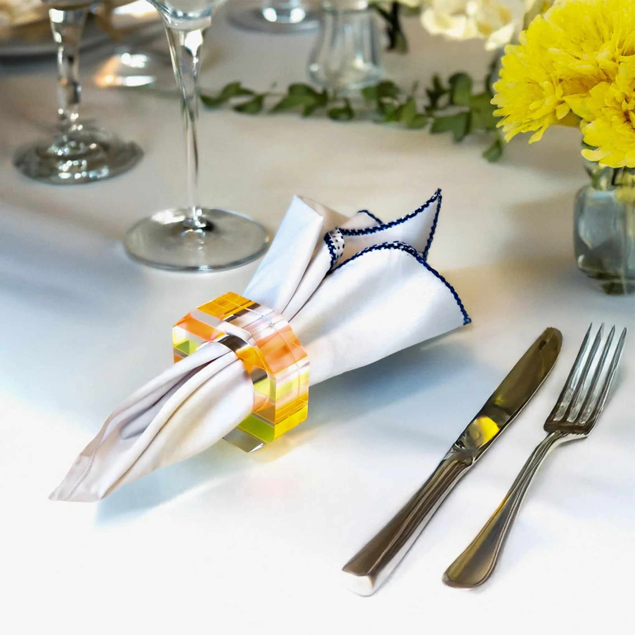 Nicolai Canetti Chromatic Napkin Rings - Set of 4 - Orange/ Yellow - Image 5
