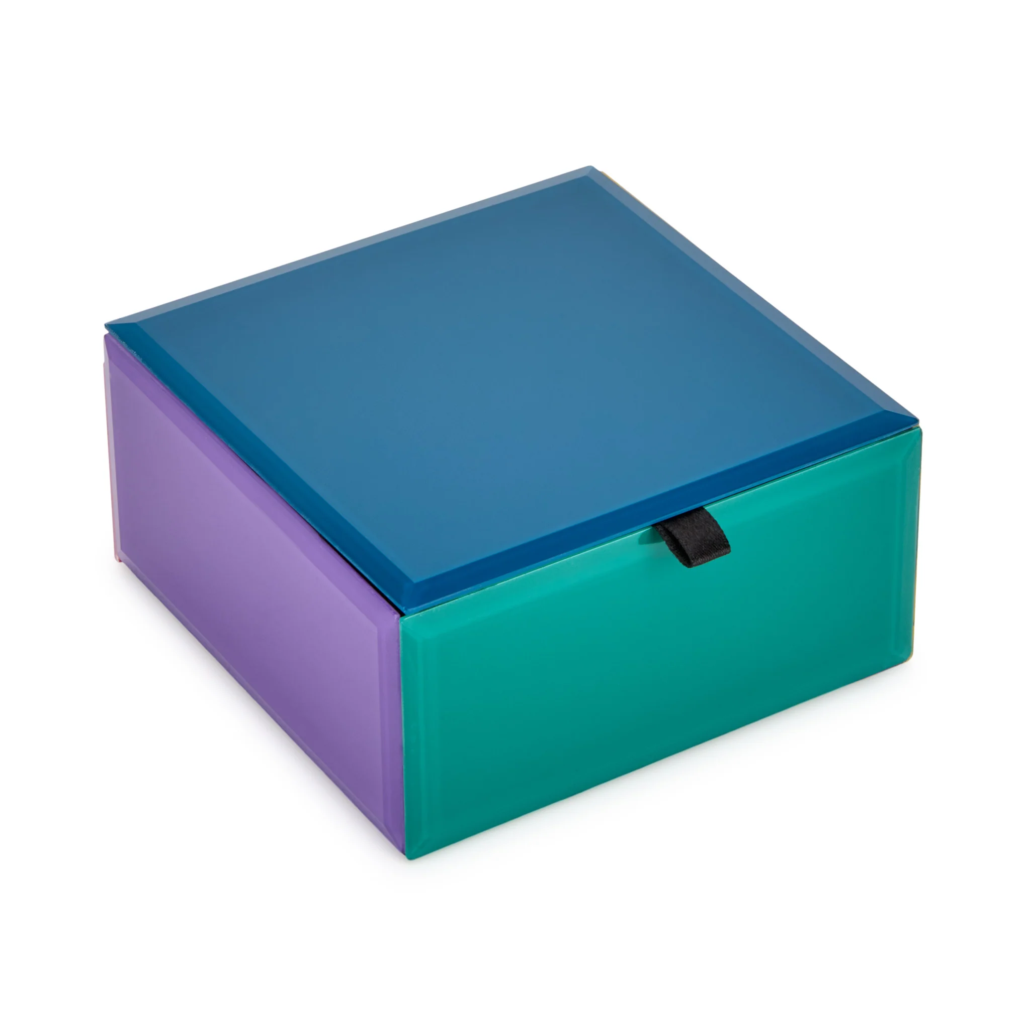 Colorblock Glass Jewelry Box - Blue Multi
