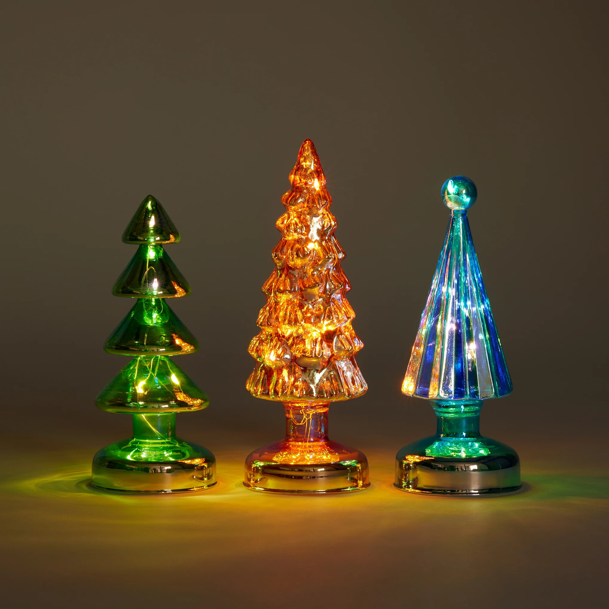 Colorful LED Lighted Mini Glass Trees - Set of 3 - Image 3