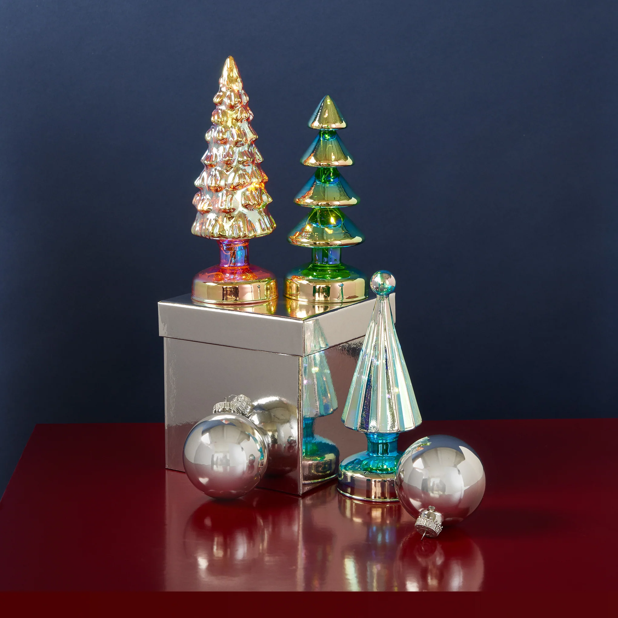 Colorful LED Lighted Mini Glass Trees - Set of 3 - Image 4