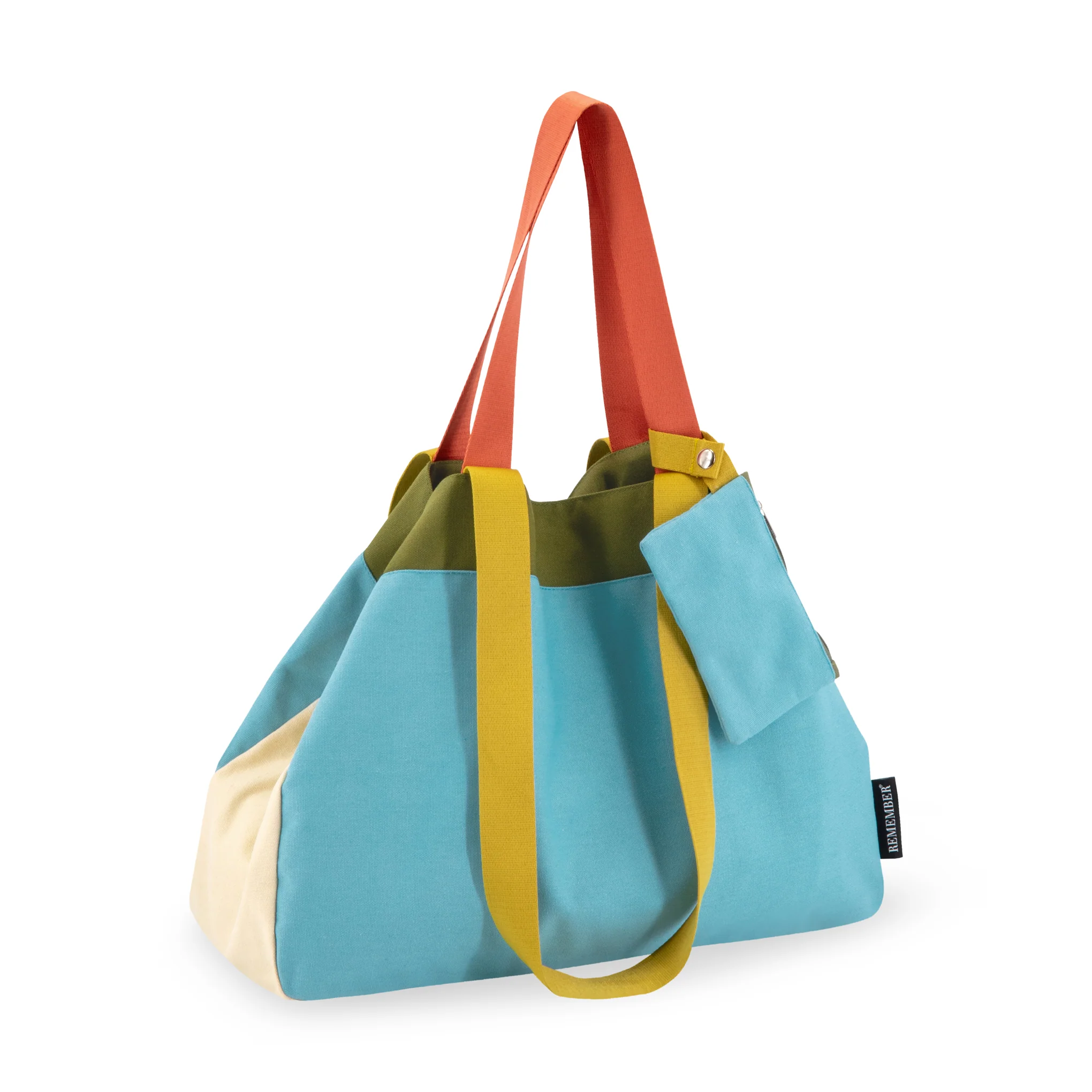Colorful Oversized Cotton Canvas Tote Bag - Blue - Image 6