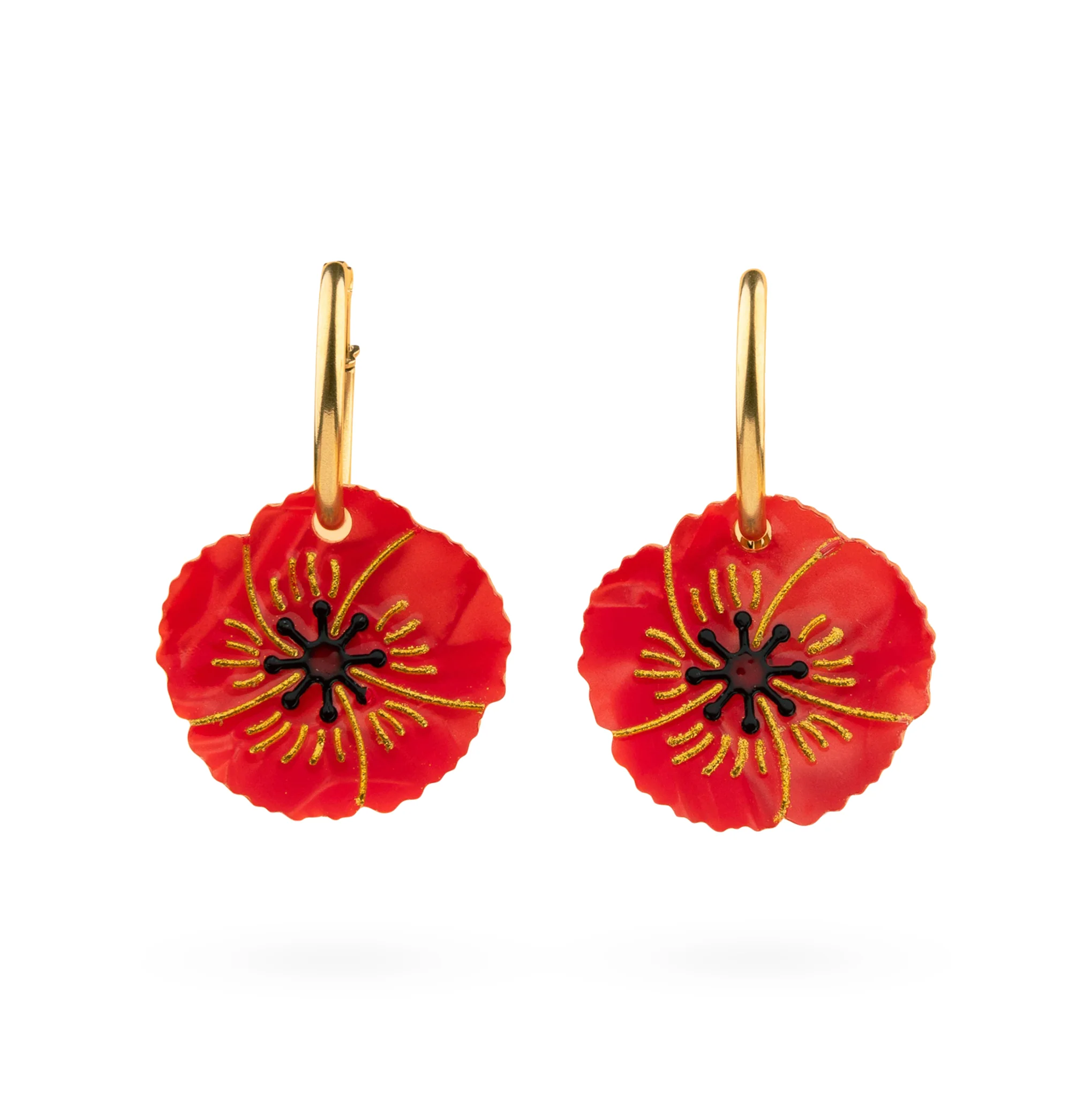 Coucou Suzette Flower Hoop Earrings - Poppy