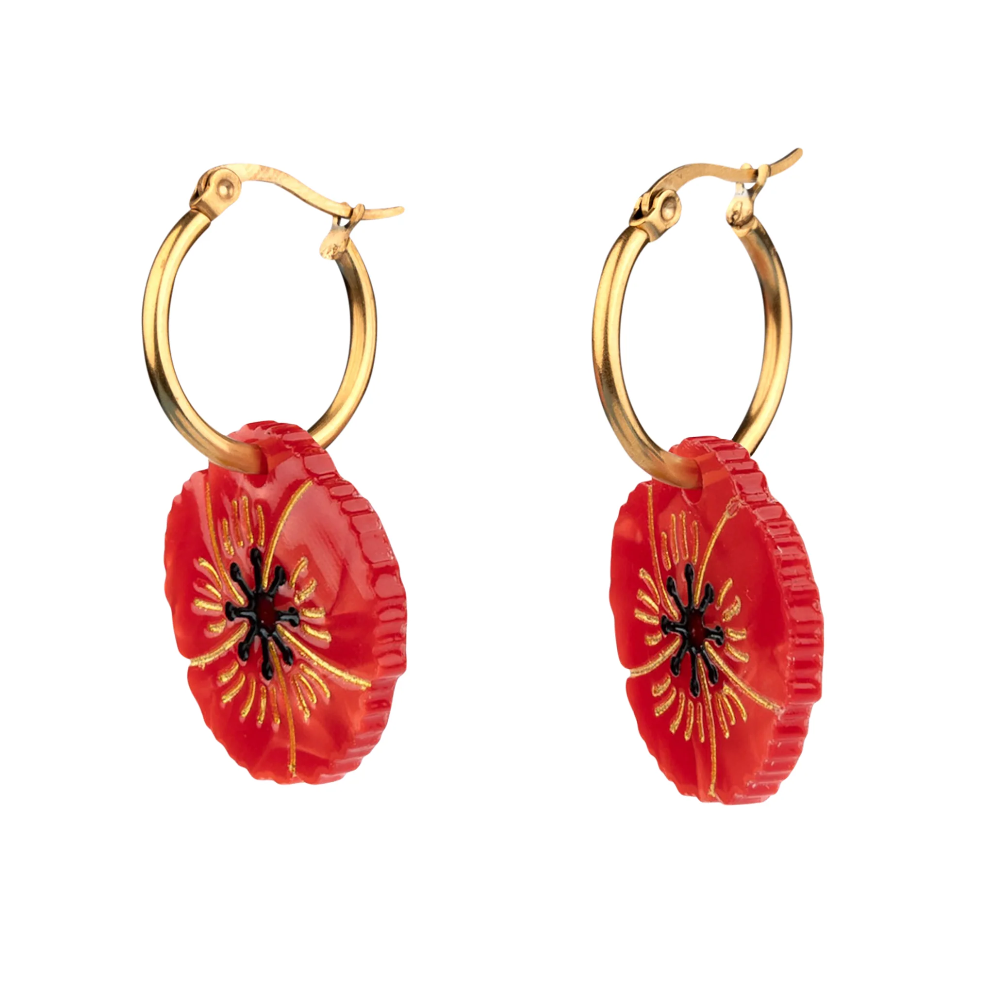 Coucou Suzette Flower Hoop Earrings - Poppy - Image 3