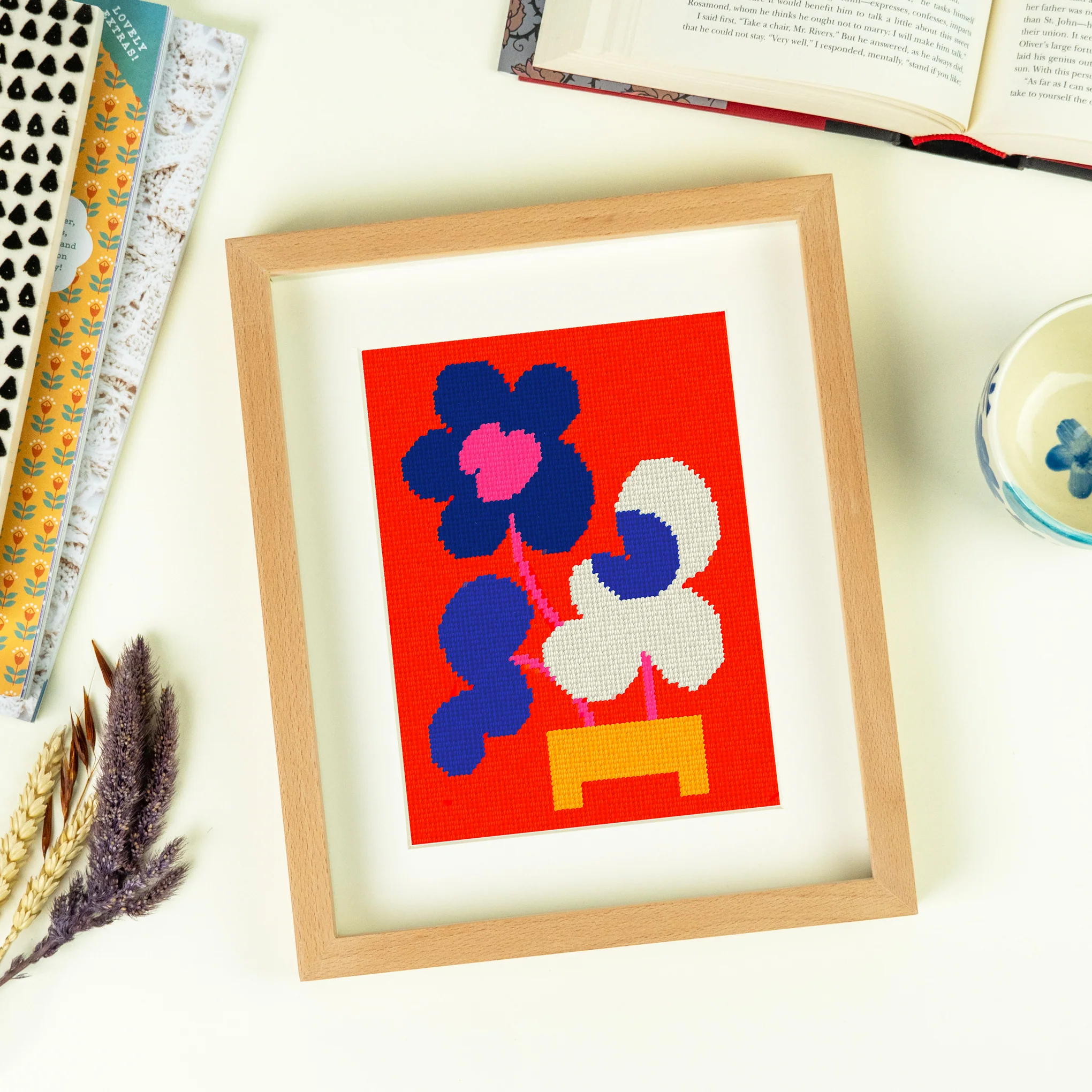 DIY Nature Needlepoint Kit - Mickebana Flower Trio - Image 3