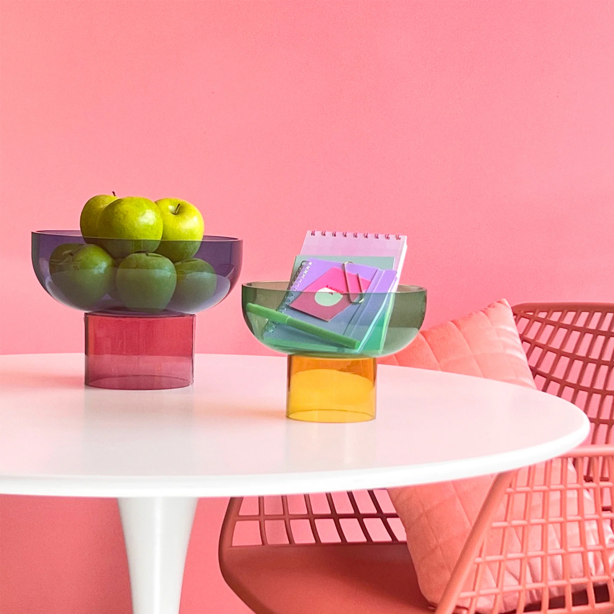 Dual Color Glass Fruit Bowl - Blue/ Pink - Image 5