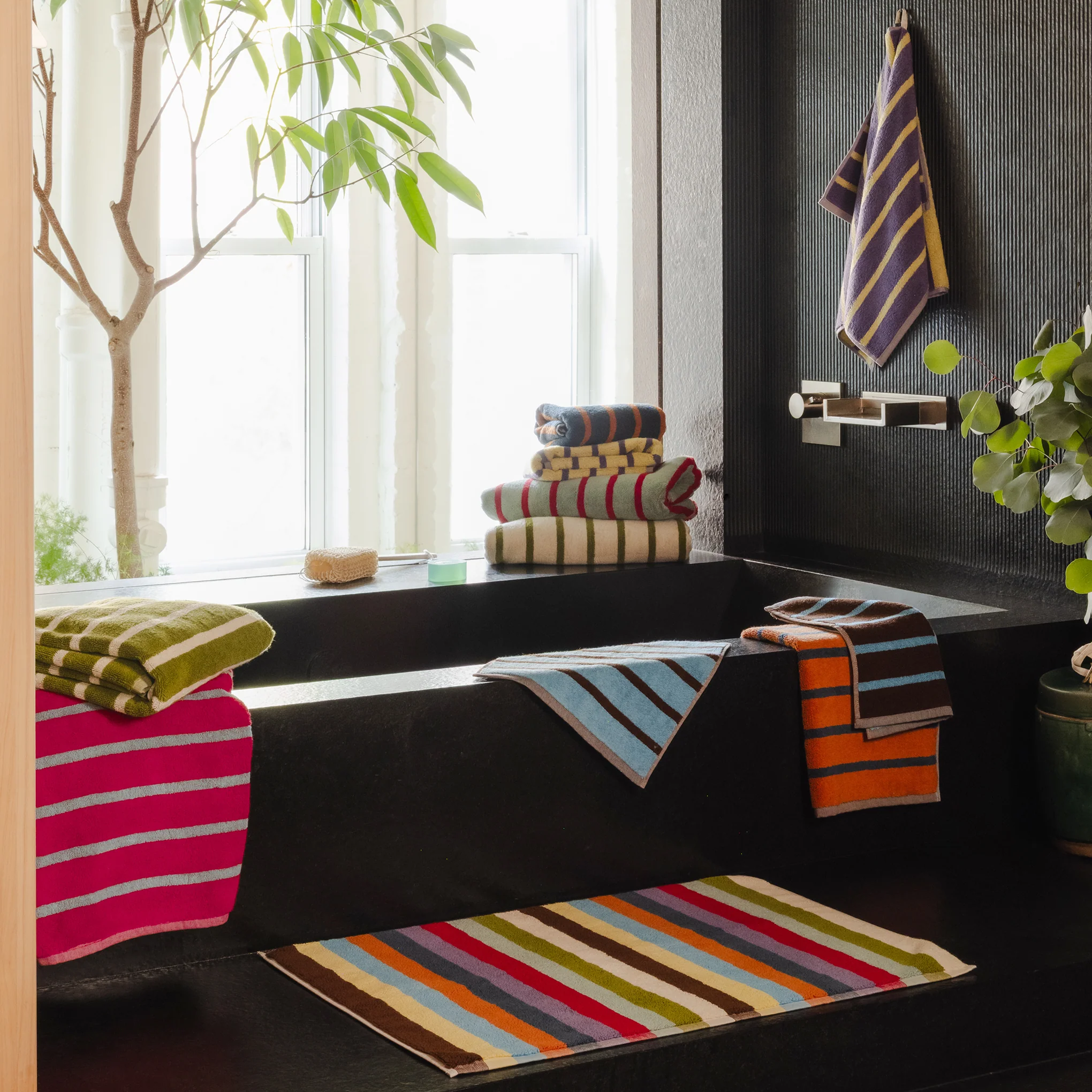 Dusen Dusen Bird Striped Cotton Towel - Goldfinch - Image 3