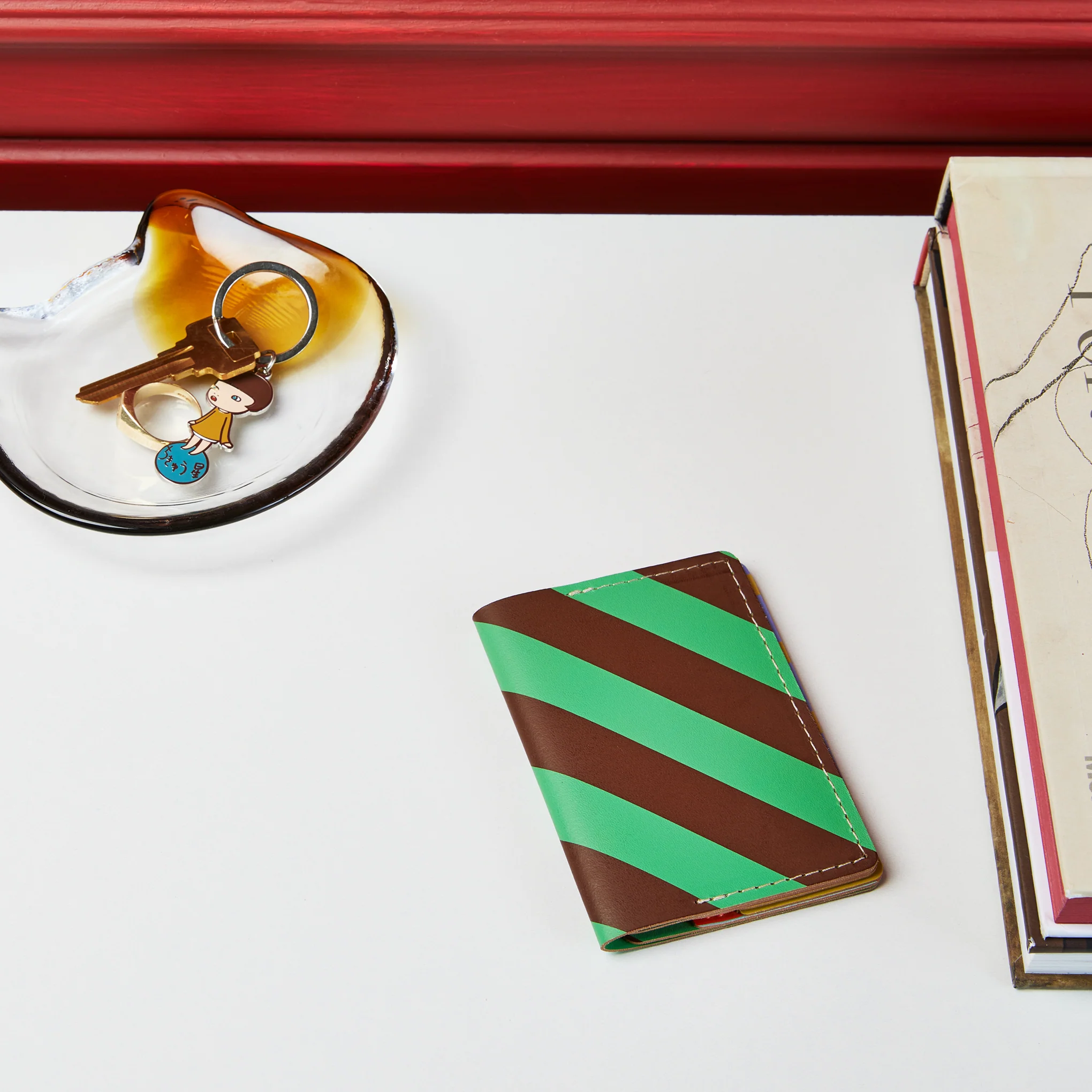 Dusen Dusen Recycled Leather Double Card Holder - Stripe - Image 6