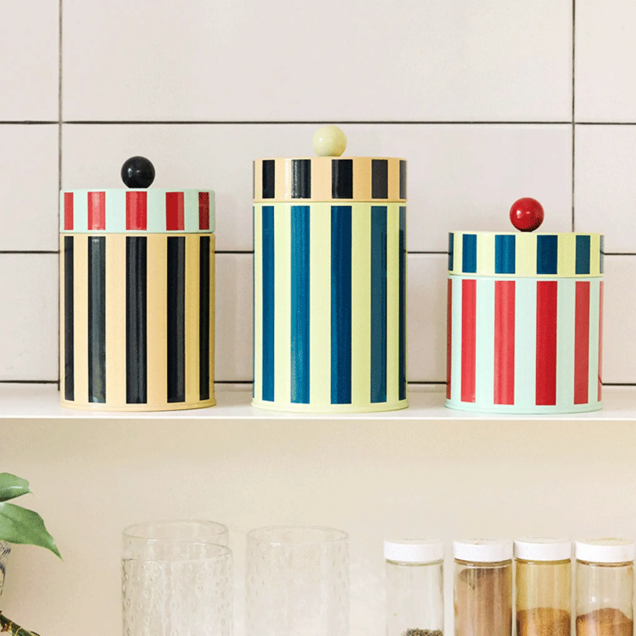 Dusen Dusen Striped Canister - Red/Blue - Image 7