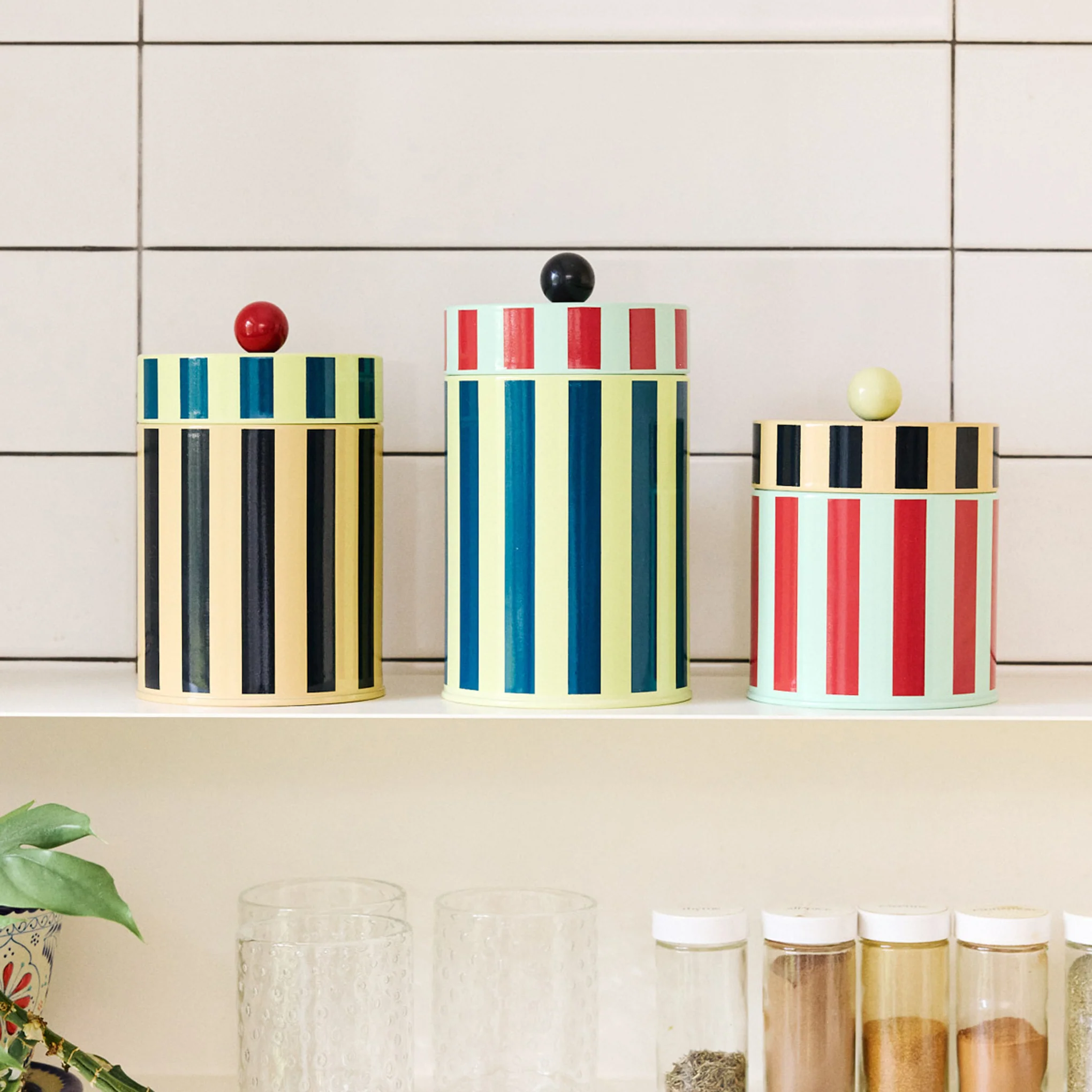 Dusen Dusen Striped Canister - Red/Blue - Image 8