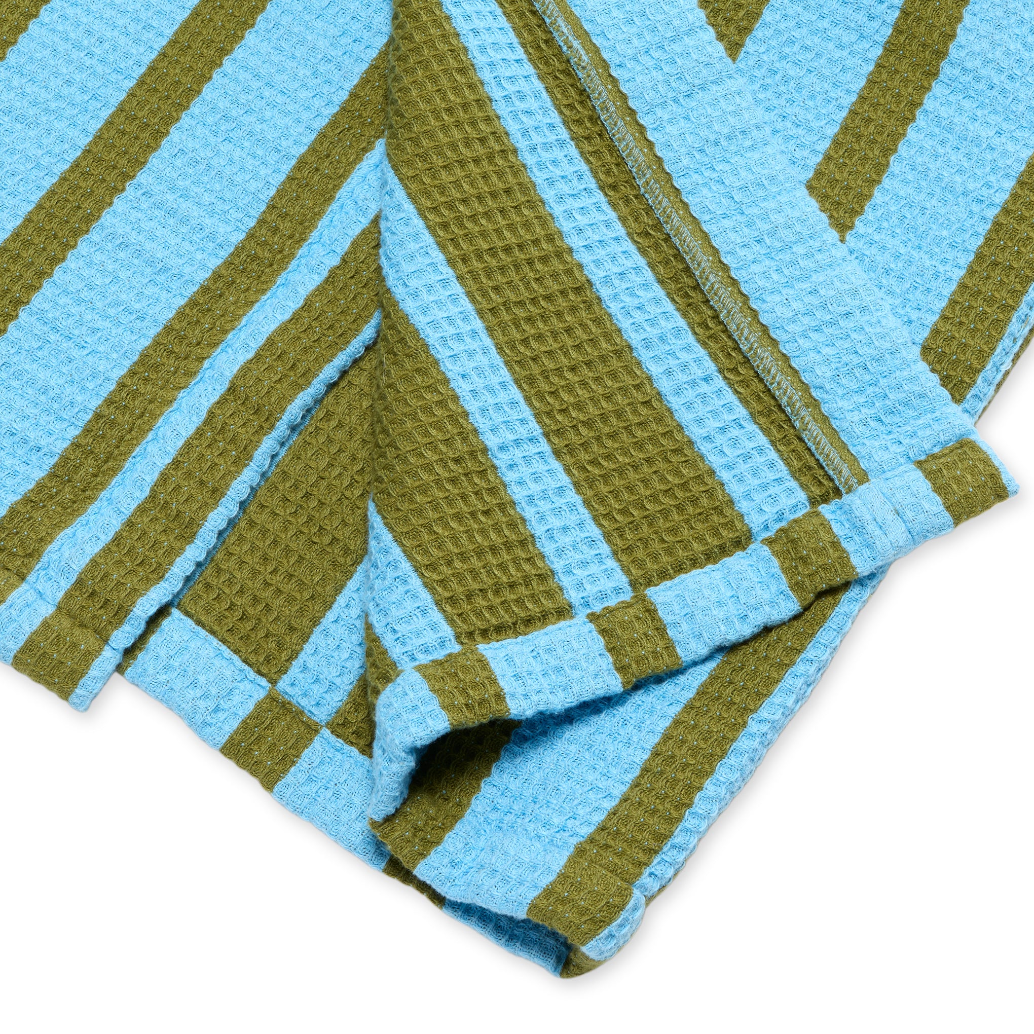 Dusen Dusen Striped Waffle Cotton Bathrobe - Blue Stripe - Image 3