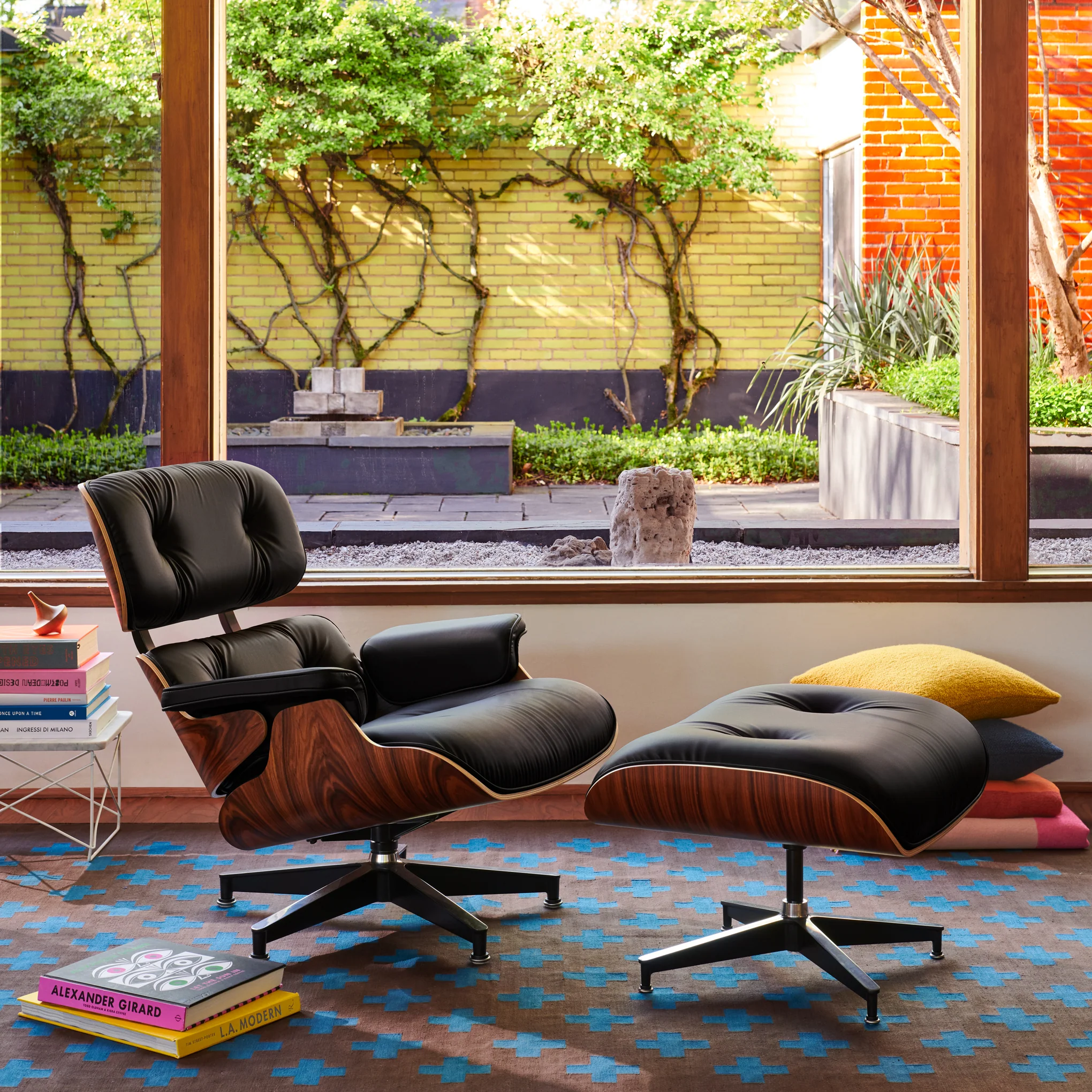 Eames® Lounge Chair and Ottoman from Herman Miller - Walnut/ Black Bamboo Leather - Image 2