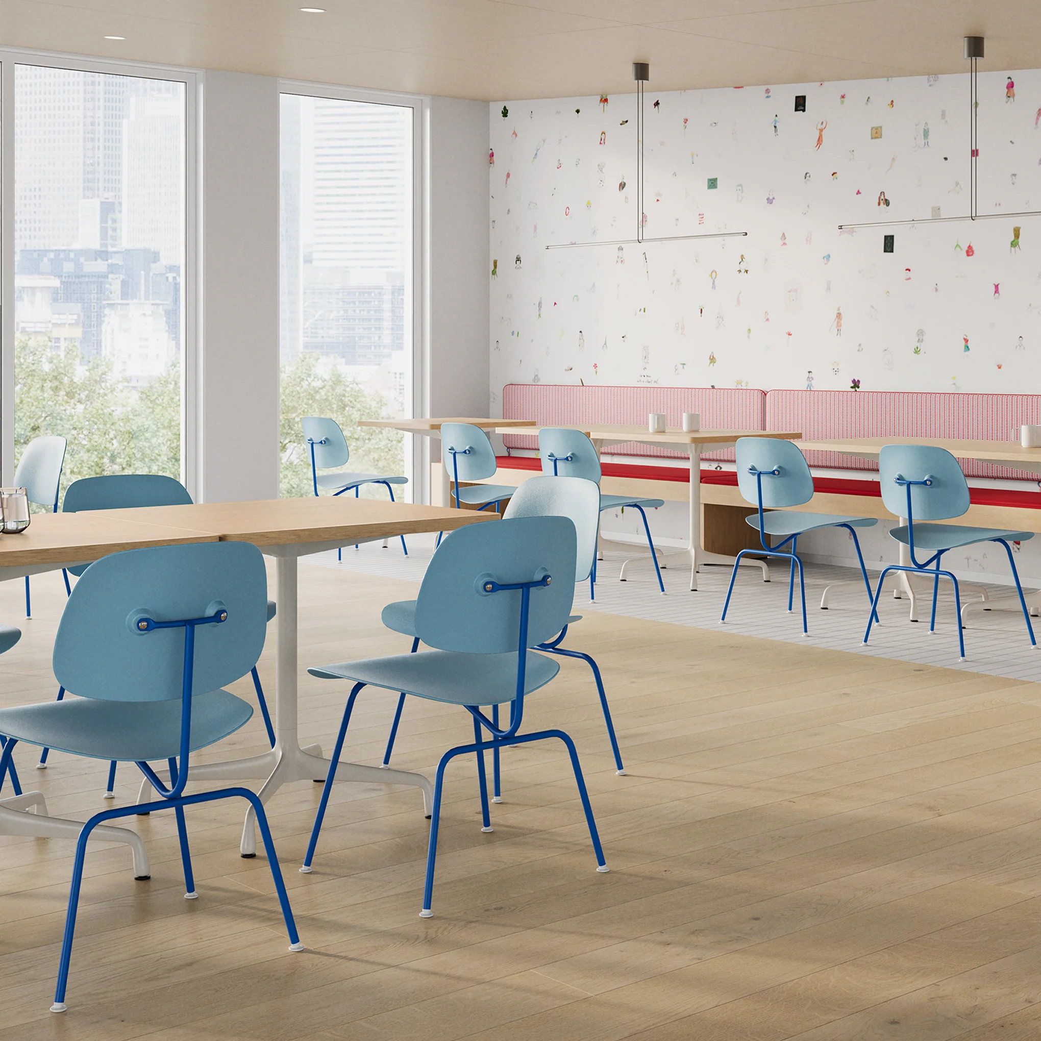 Eames EC-127 Molded Recycled Plastic Dining Chair from Herman Miller - Blue/ Blue - Image 2