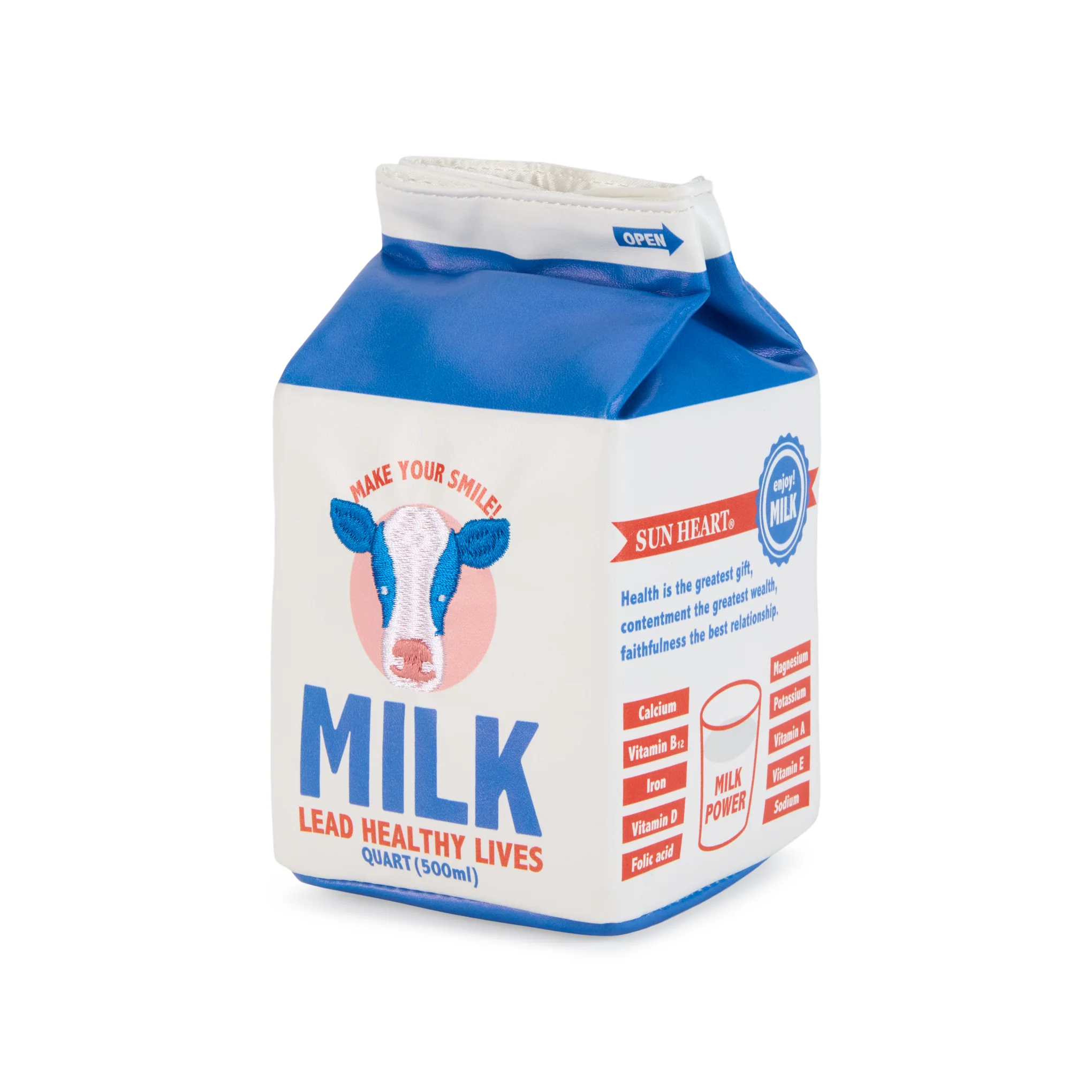 Embroidered Drink Carton Pouch - Milk