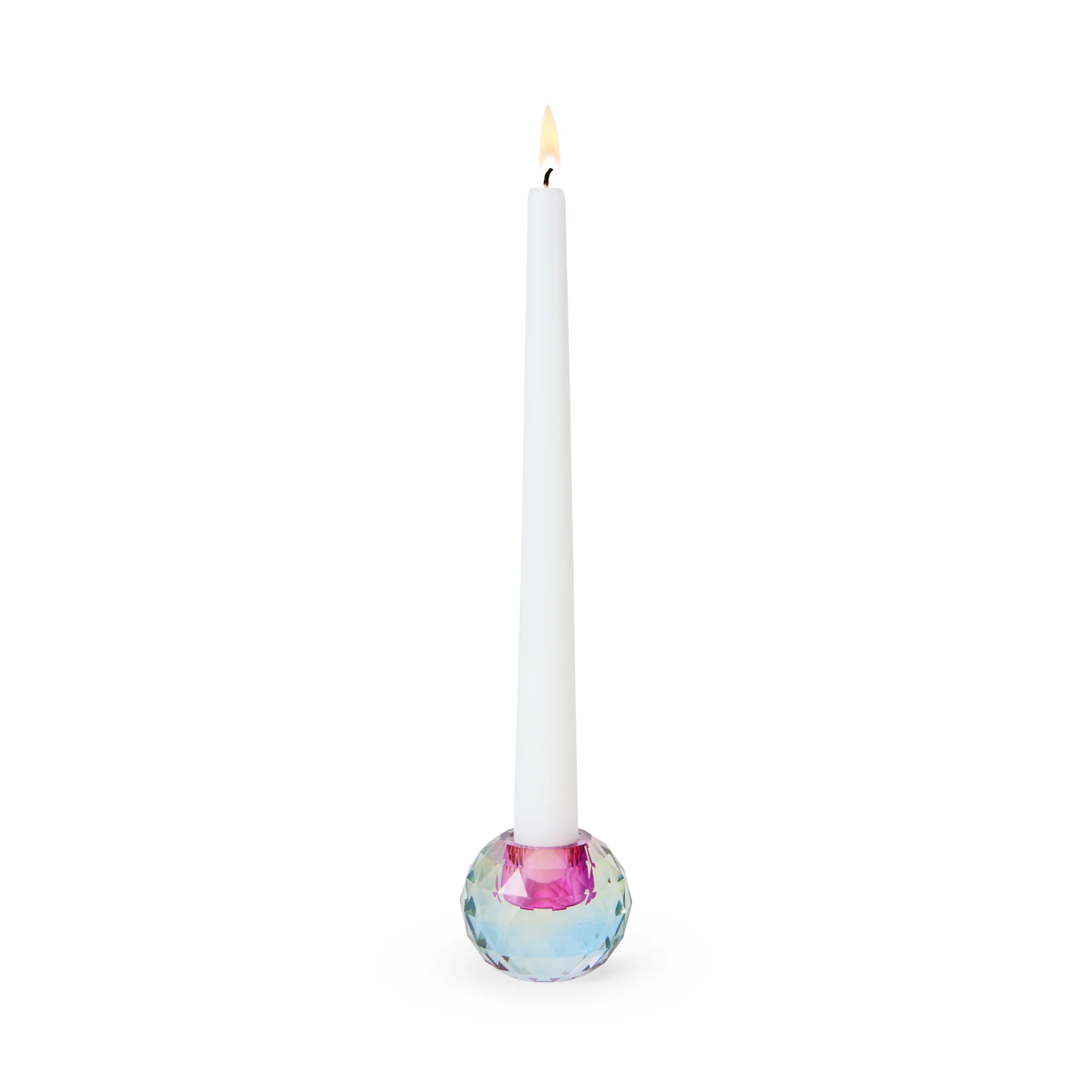 Faceted Orb Crystal Candleholder - Blue/ Lilac