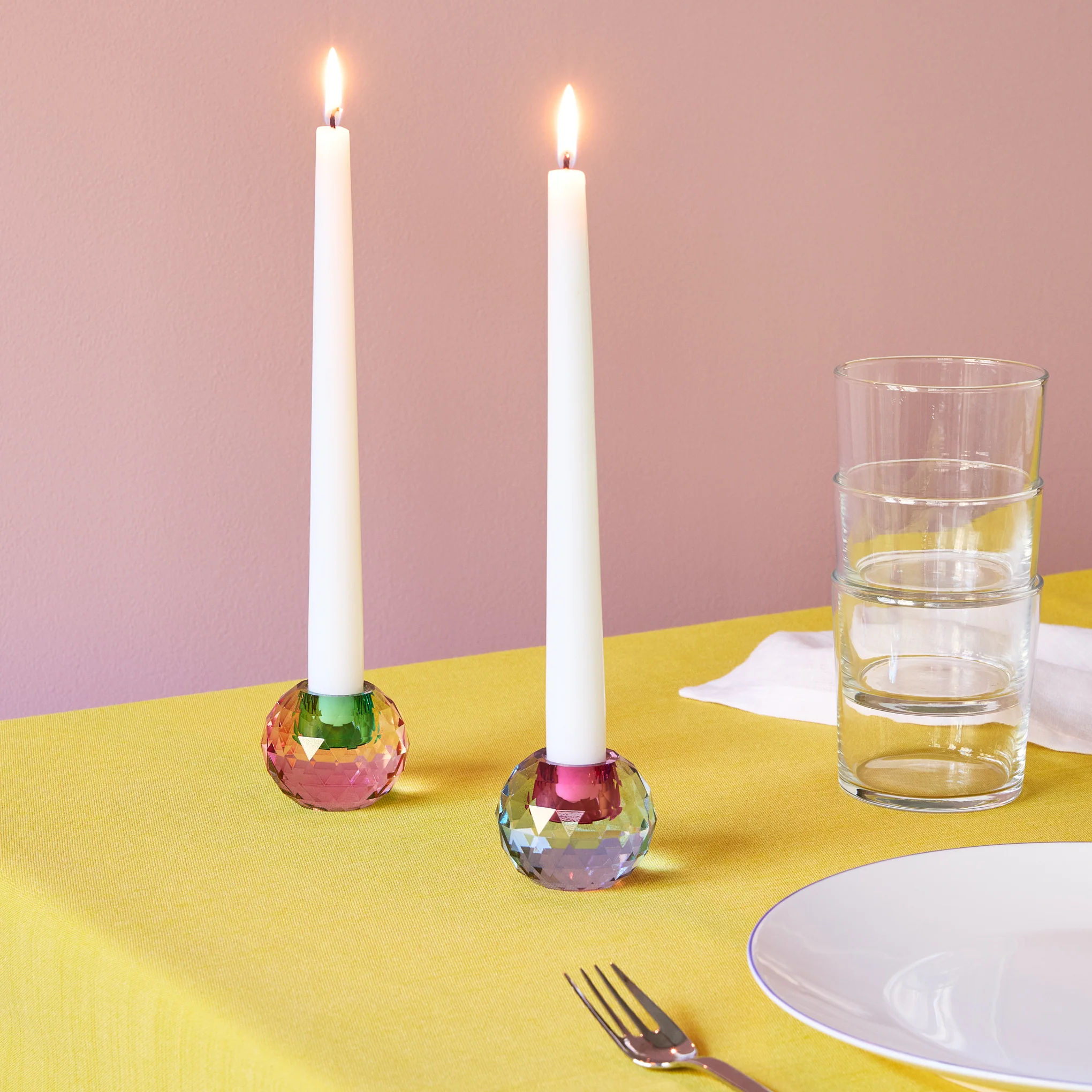 Faceted Orb Crystal Candleholder - Blue/ Lilac - Image 2