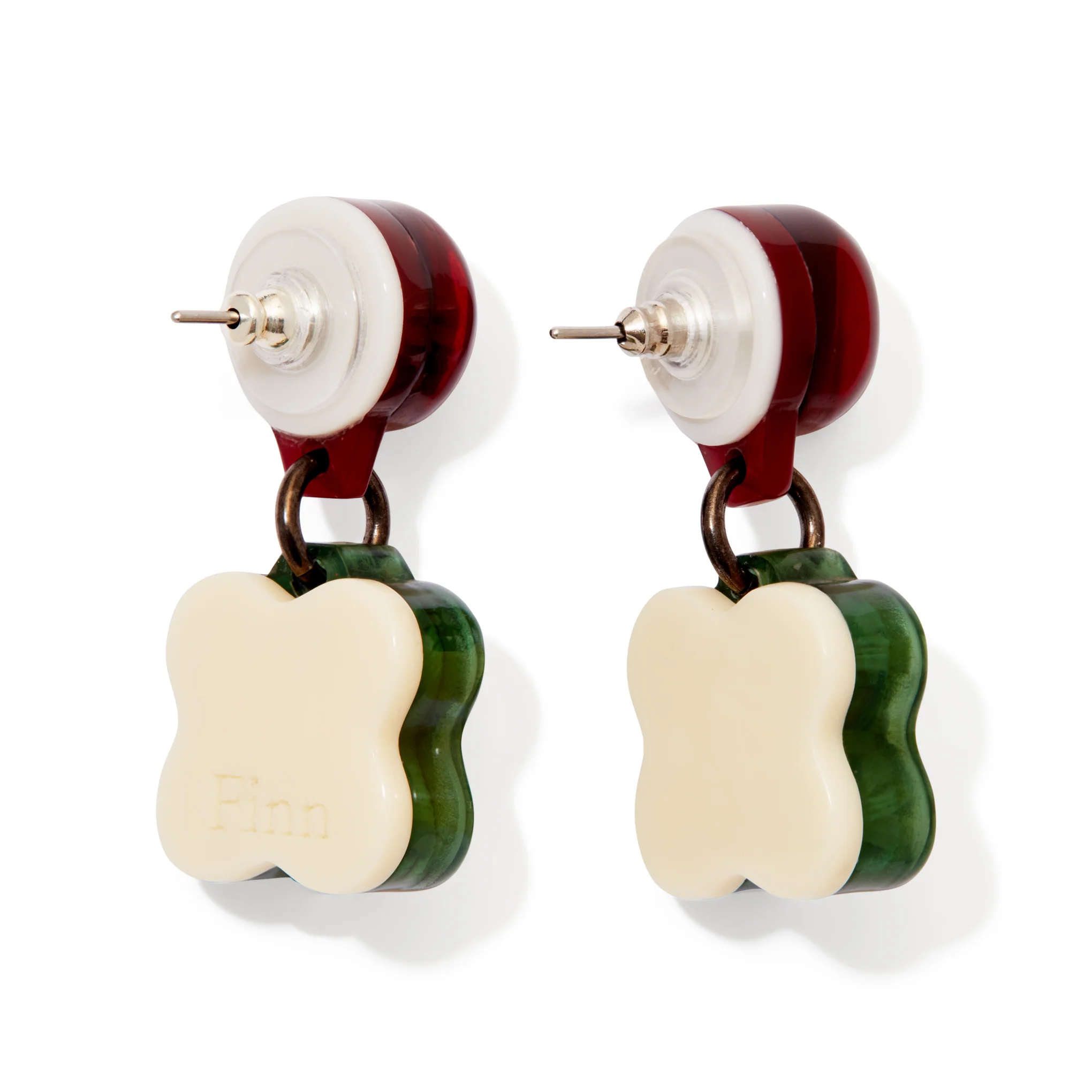 Finn Vita Drop Earrings - Red/ Green - Image 3