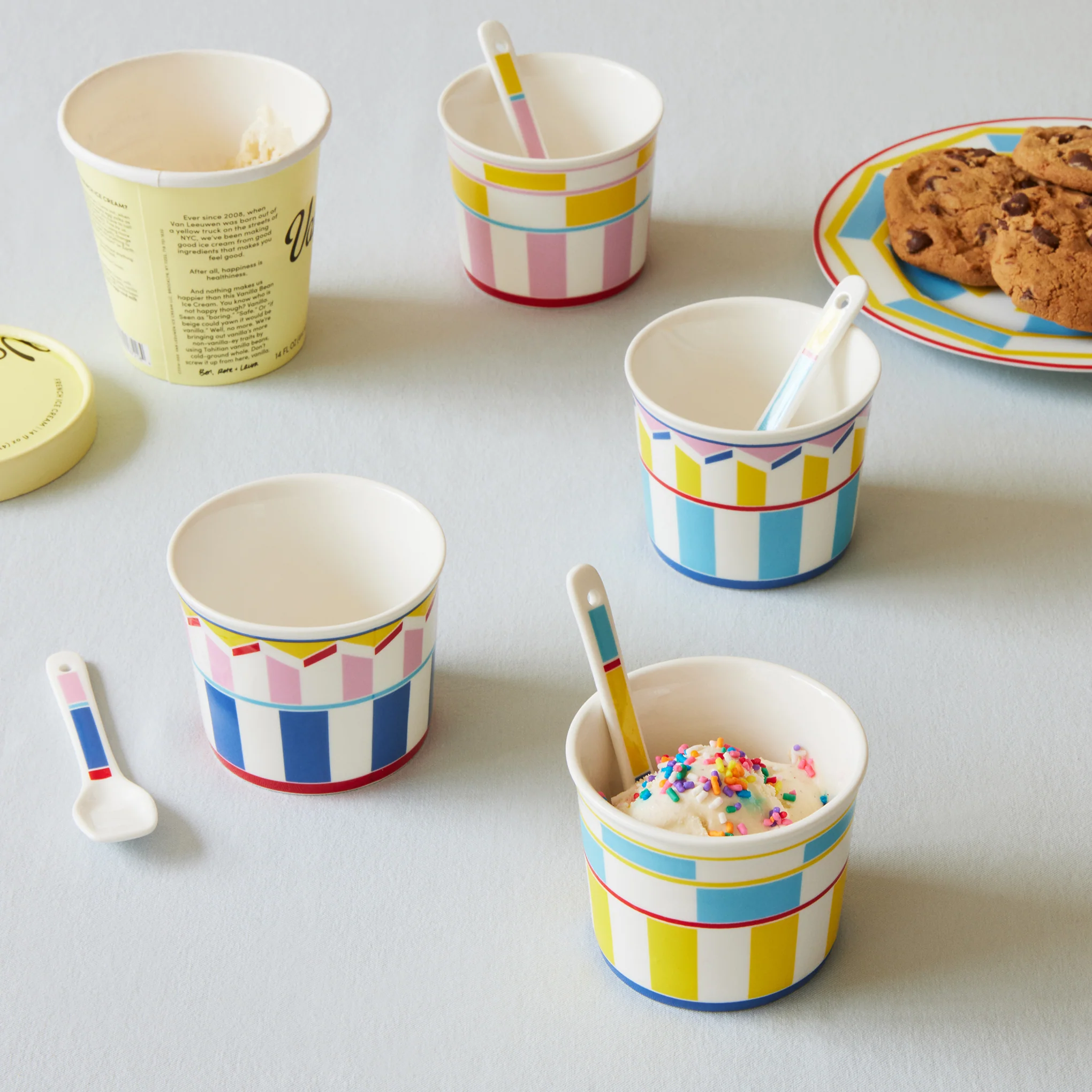 Geocromia Porcelain Dinnerware - Ice Cream Bowl Set of 4 - Image 2