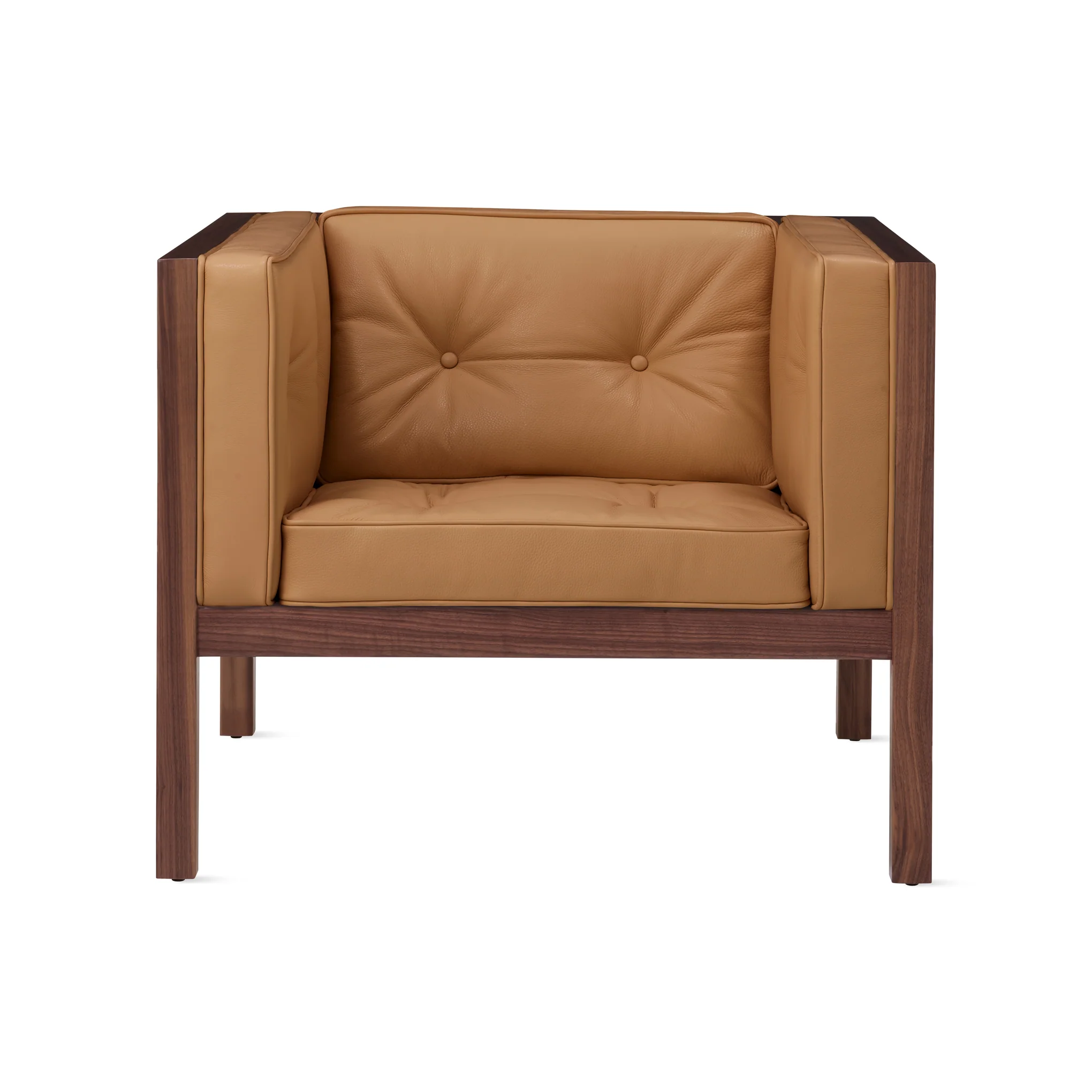 George Nelson Leather Cube Lounge Chair from Herman Miller - Walnut/ Shore Leather