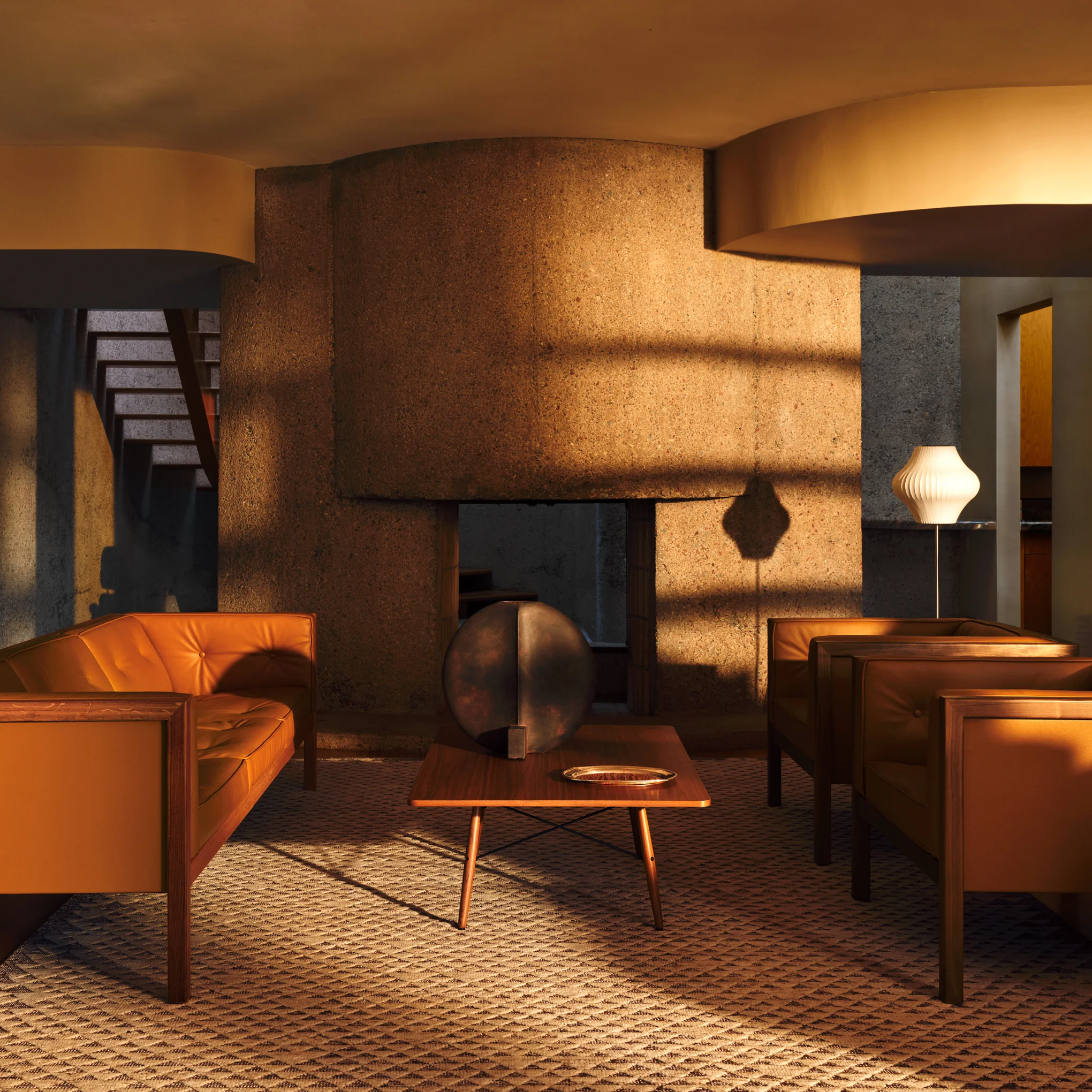 George Nelson Leather Cube Lounge Chair from Herman Miller - Walnut/ Shore Leather - Image 2