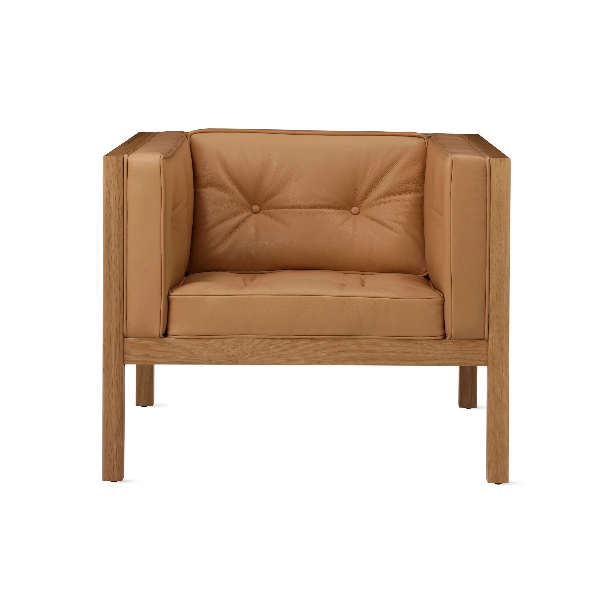 George Nelson Leather Cube Lounge Chair from Herman Miller - White Oak/ Shore Leather