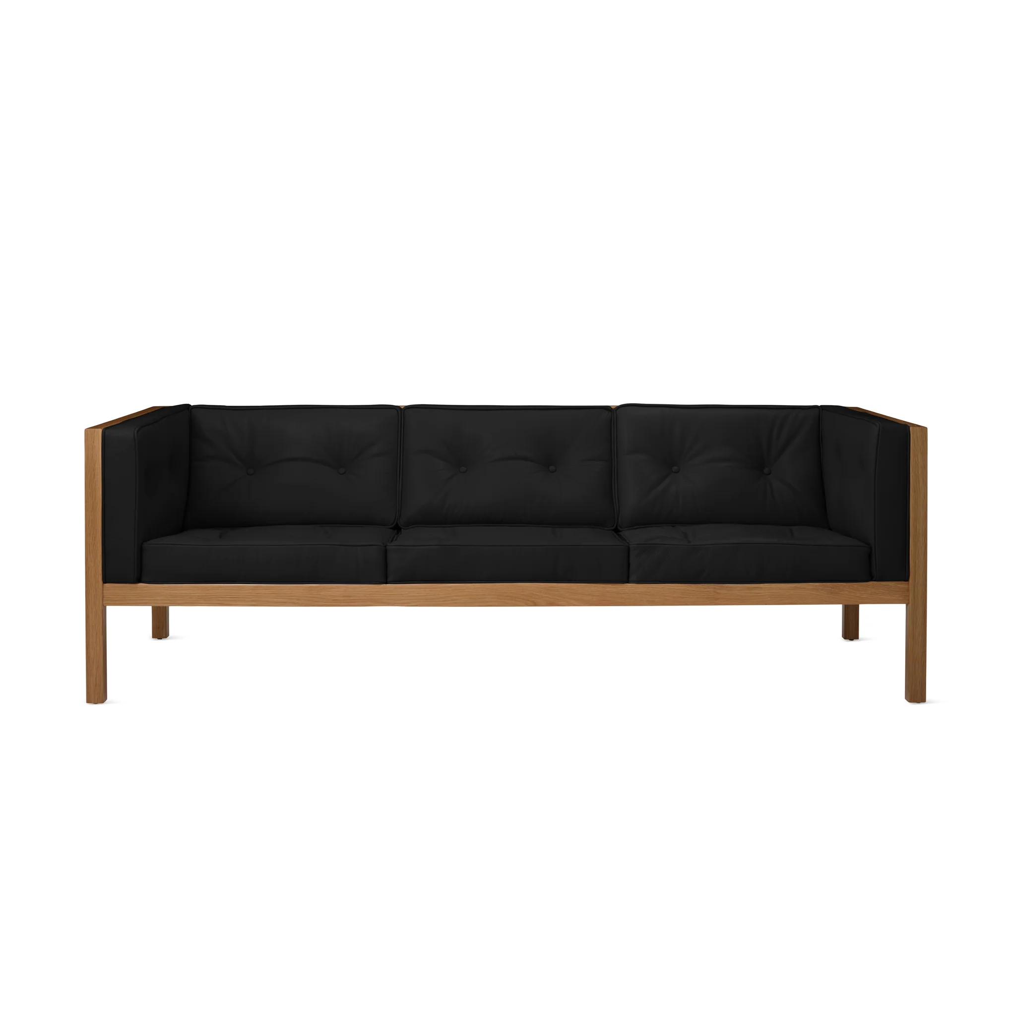 George Nelson Leather Cube Sofa from Herman Miller - White Oak/ Obsidian Leather