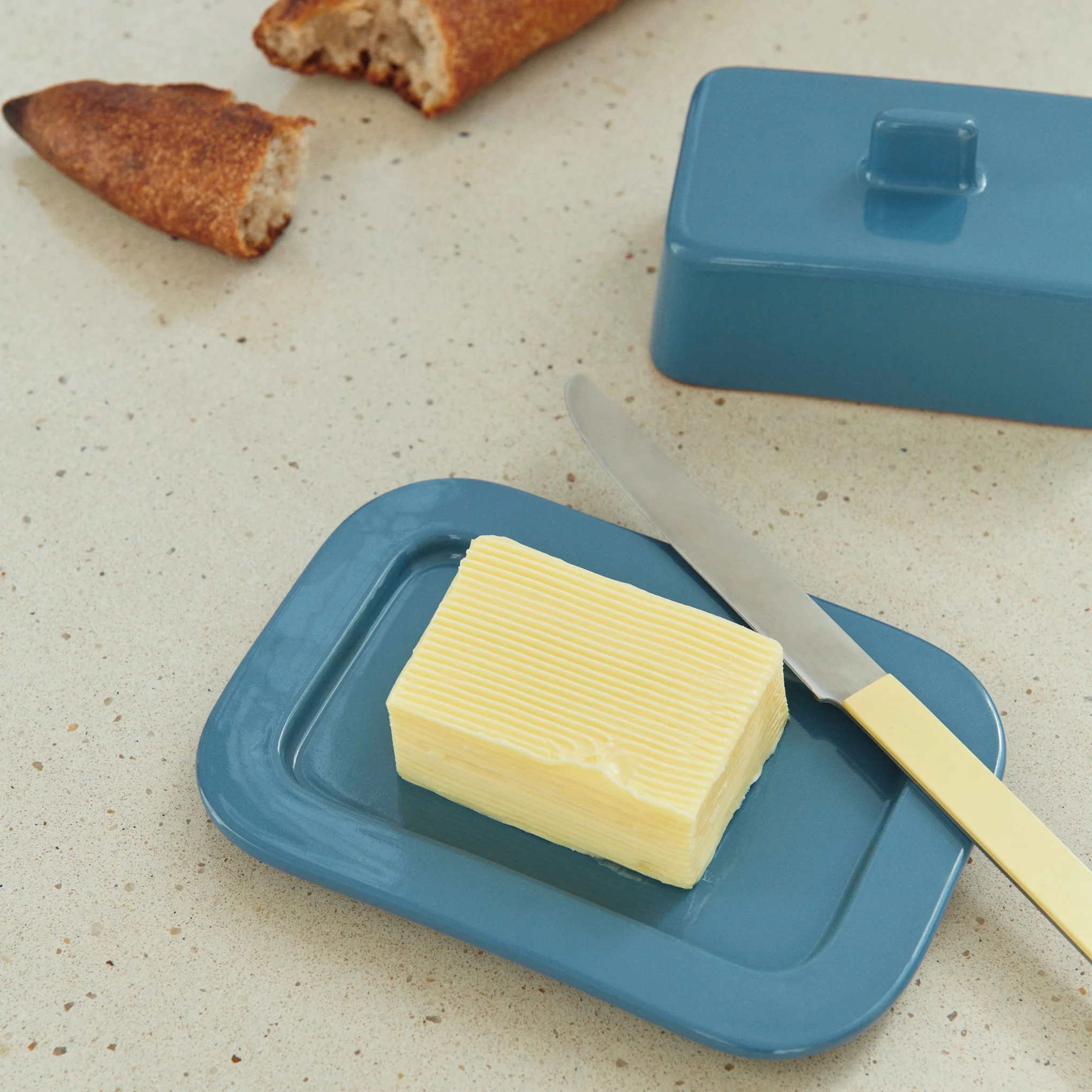 HAY Barro Terracotta Butter Dish - Blue - Image 2