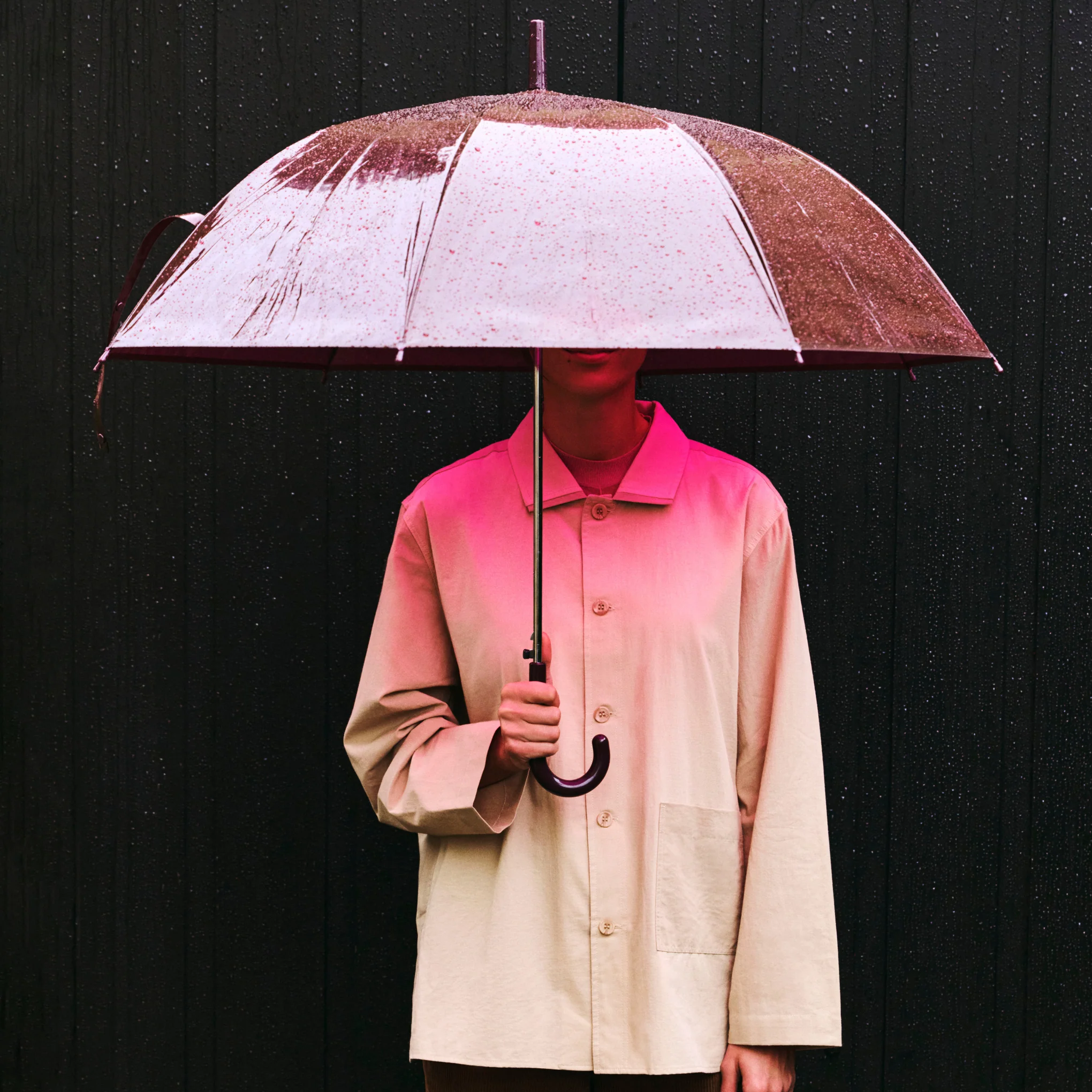 HAY Canopy Stick Recycled Plastic Umbrella - Burgundy - Image 2