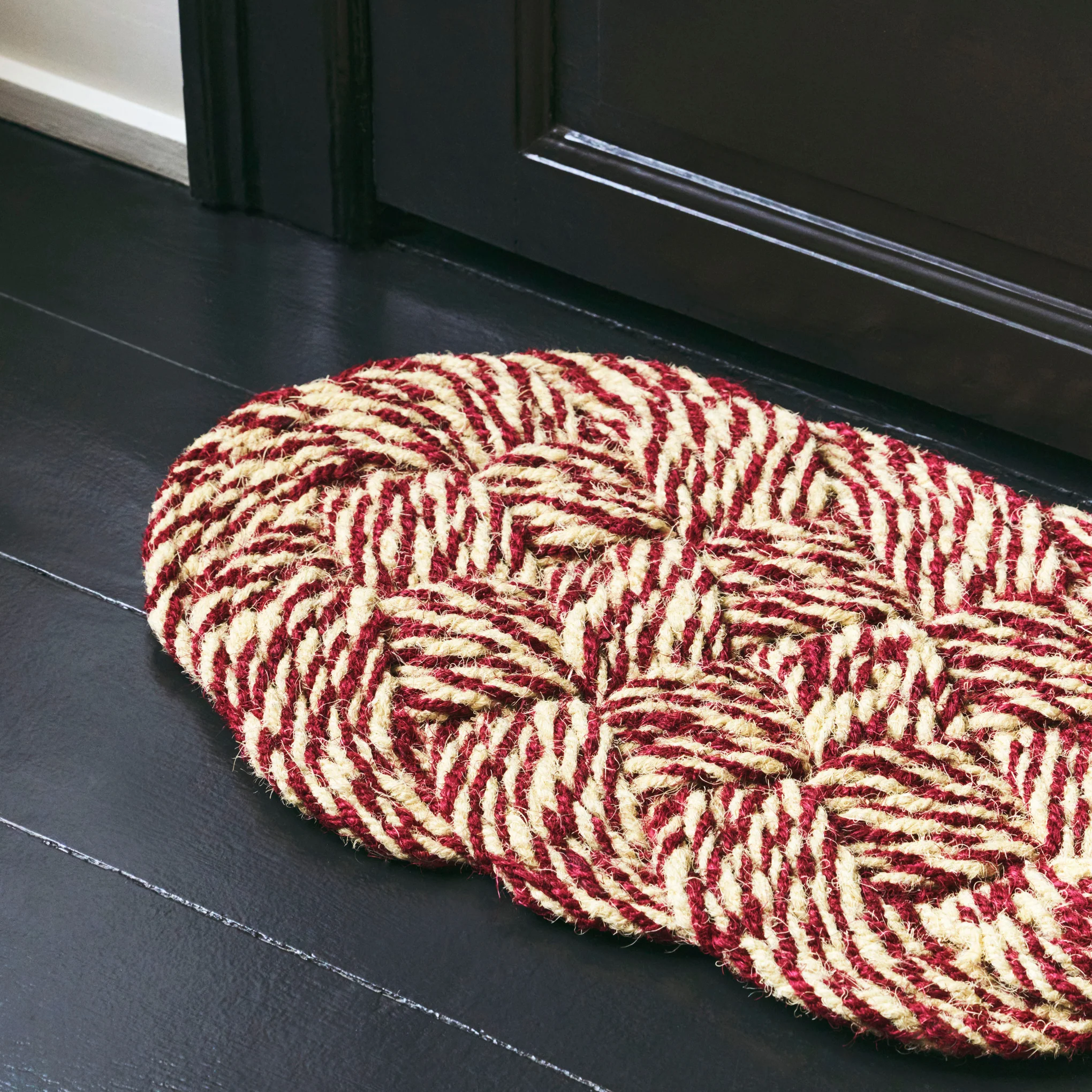 HAY Coco Swirl Doormat - Bordeaux/ Off White - Image 2