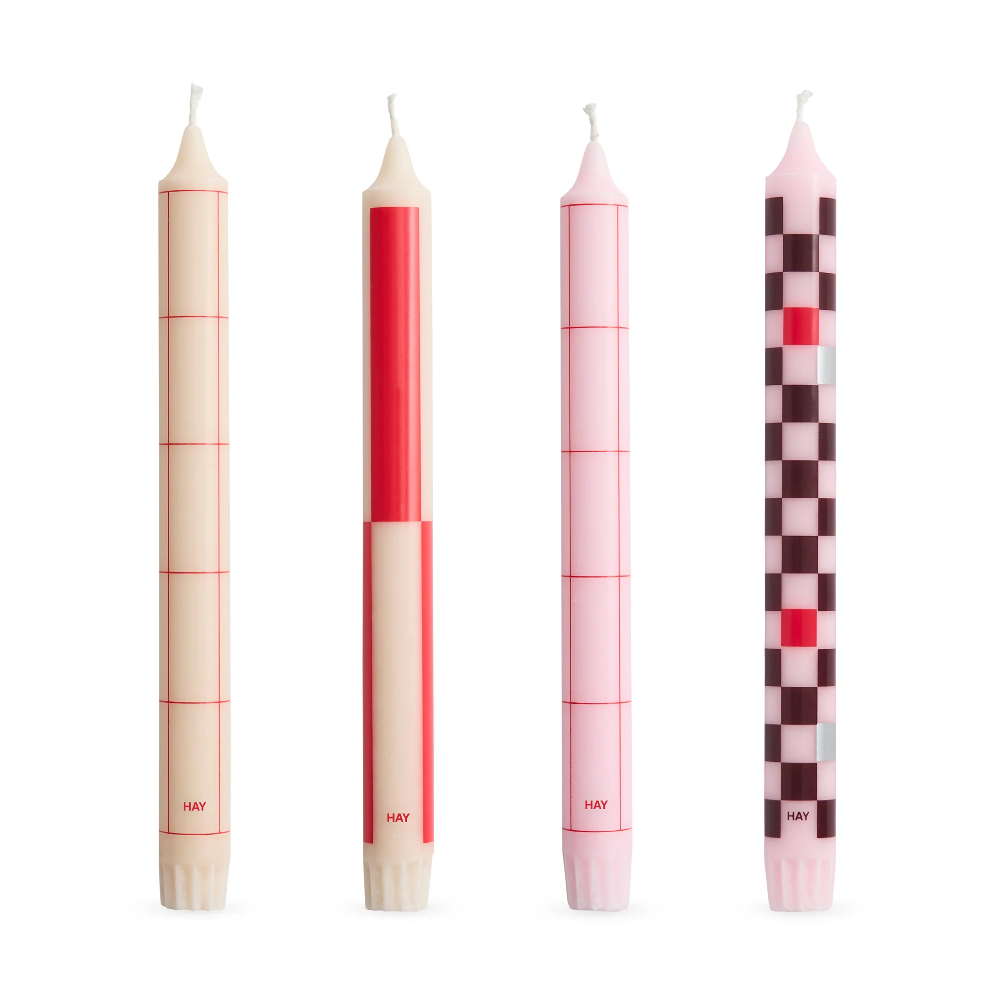 HAY Pattern Taper Candle - Reds/ Bordeaux - Image 2