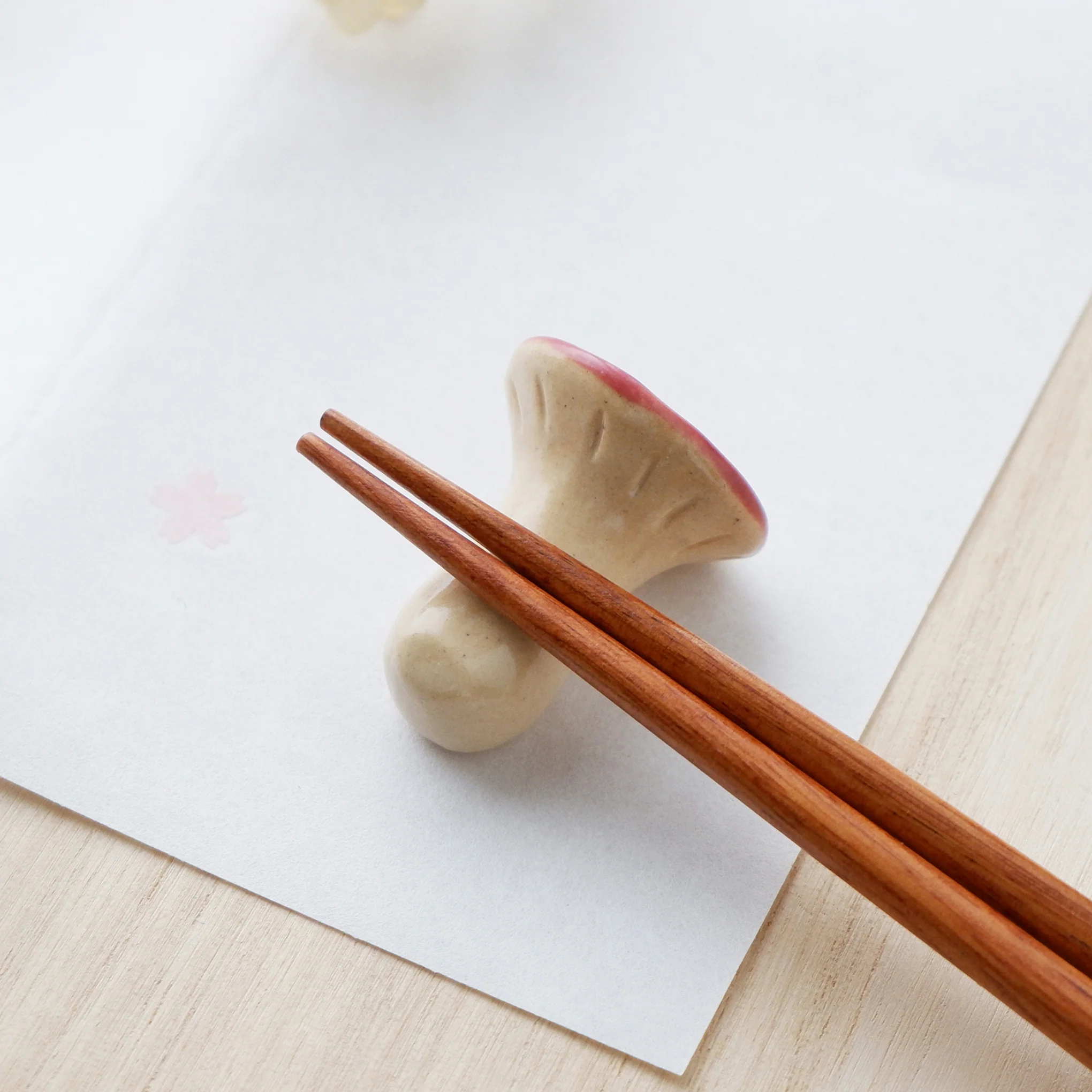 Japanese Ceramic Food Chopsticks Rest - Mushroom - Image 3