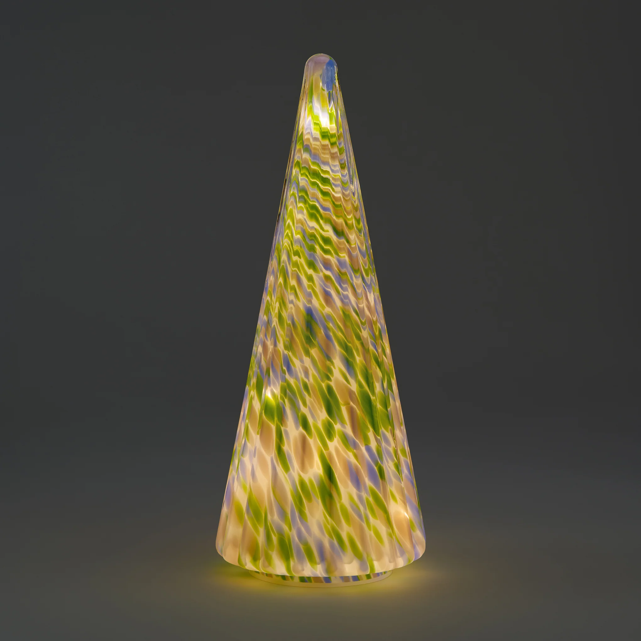 LED Lighted Marbled Glass Holiday Decor - Marbled Tree Flat - Image 2